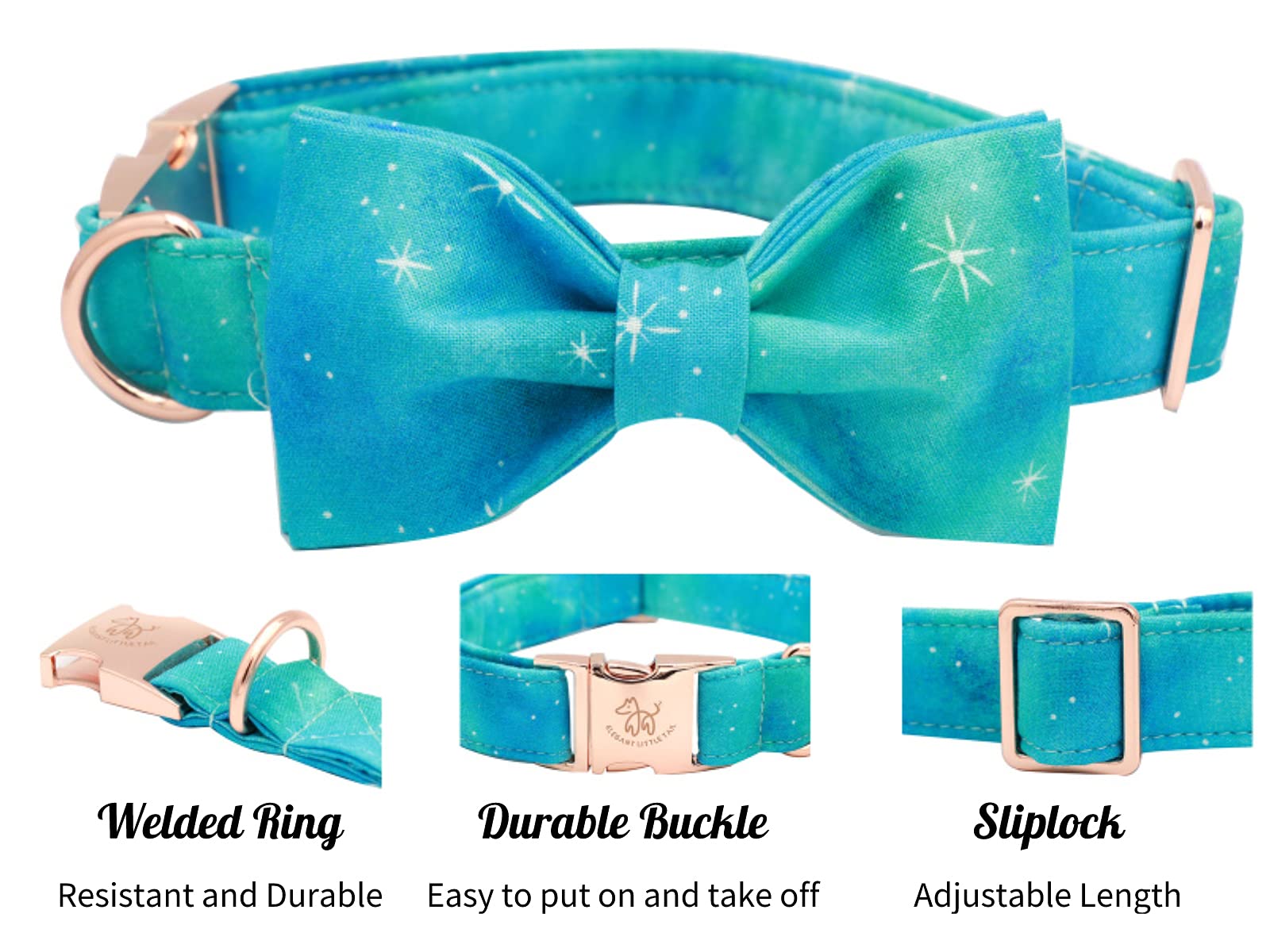 Elegant Little Tail Colorful Dog Collar, Comfortable Dog Collar With Bow Adjustable Soft Bow Tie Dog Collars For Small Dogs