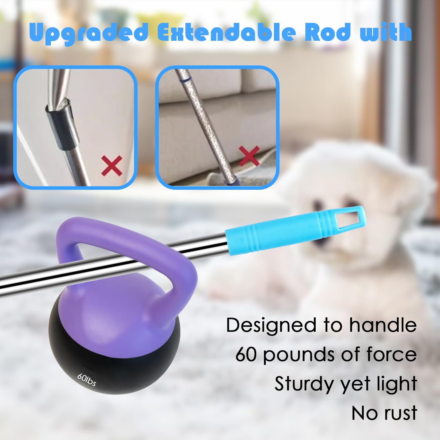 Carpet Rake For Pet Hair Removal | 5-Piece Set With 10 Disposable Cleaning Gloves, Long & Short Handles, Lint Rollers & Scraper