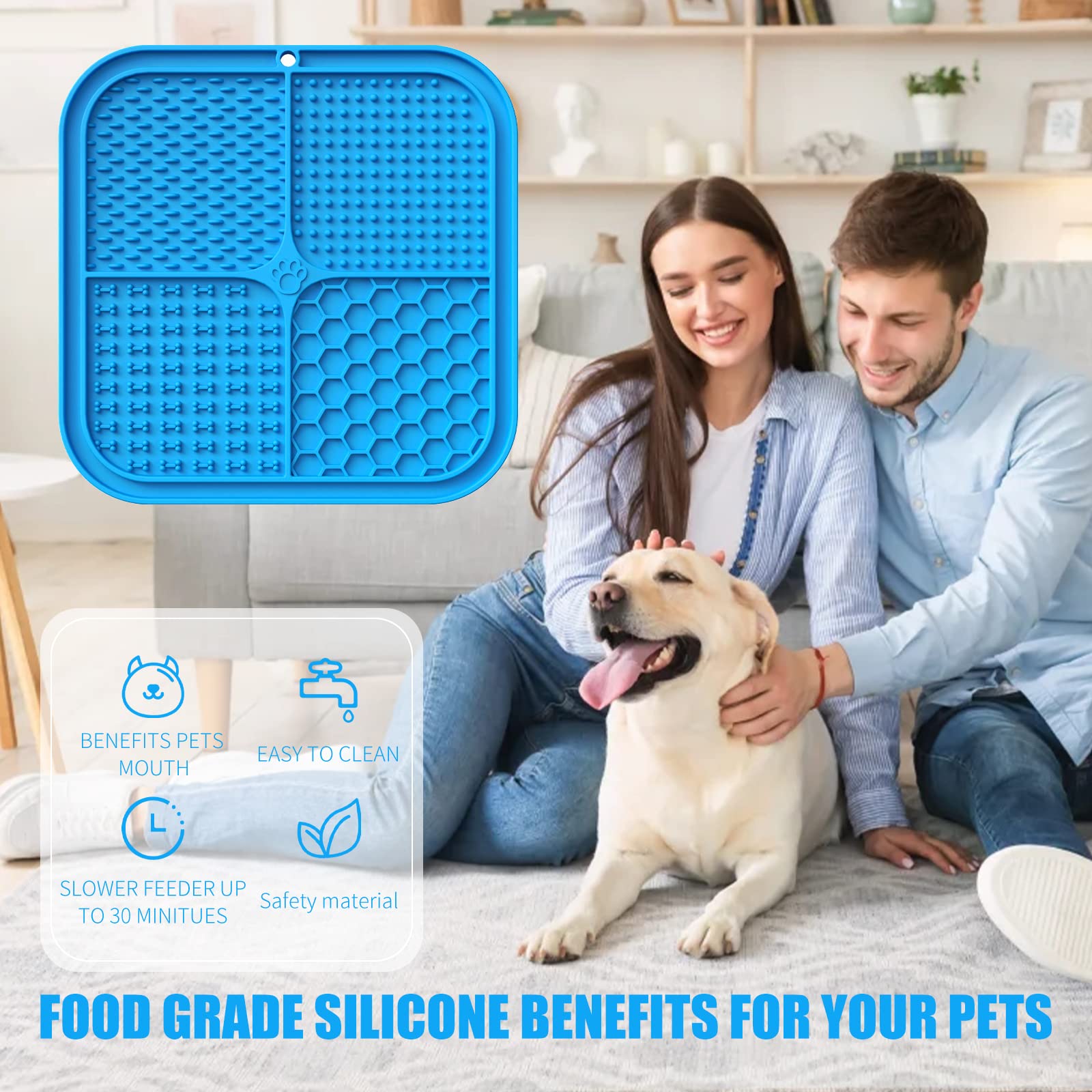 Lick Mat For Dogs, Premium Lick Pad With Suction Cups For Dog Anxiety Relief, Slow Feeder Dog Bowls, Bathing, Grooming And Train