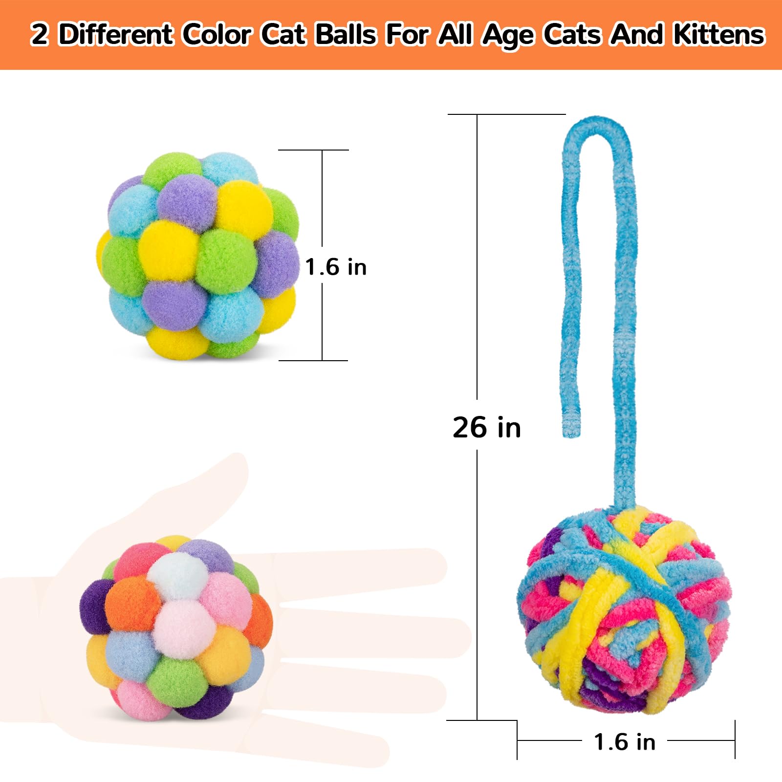 Retro Shaw Cat Toys Ball 6 Pcs,Yarn Cat Balls With Bells Inside,Interactive Kitten Toys For Indoor Kitten Chew,Kitty Toys Fuzzy