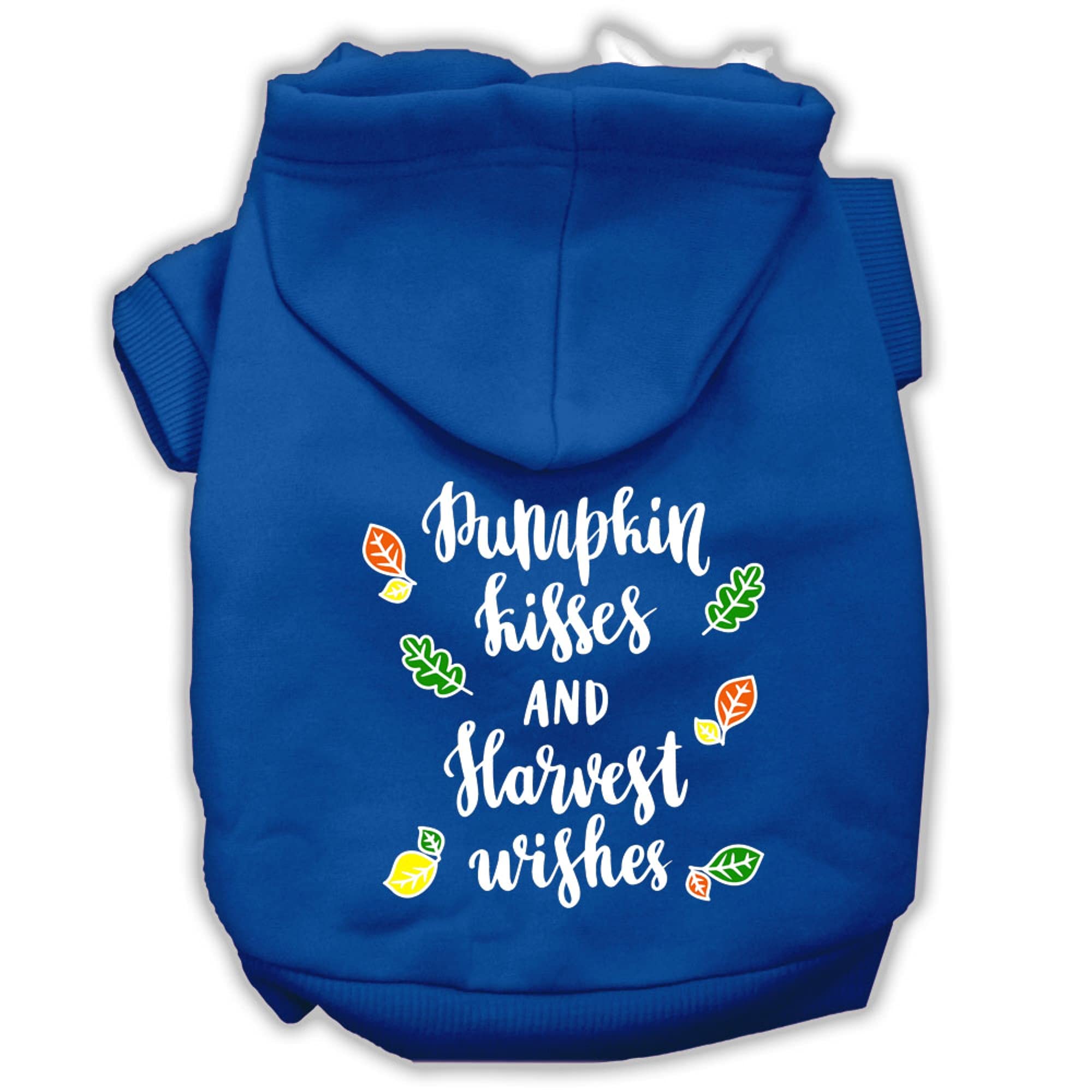 Pumpkin Kisses Screenprint Dog Hoodie Blue M 12