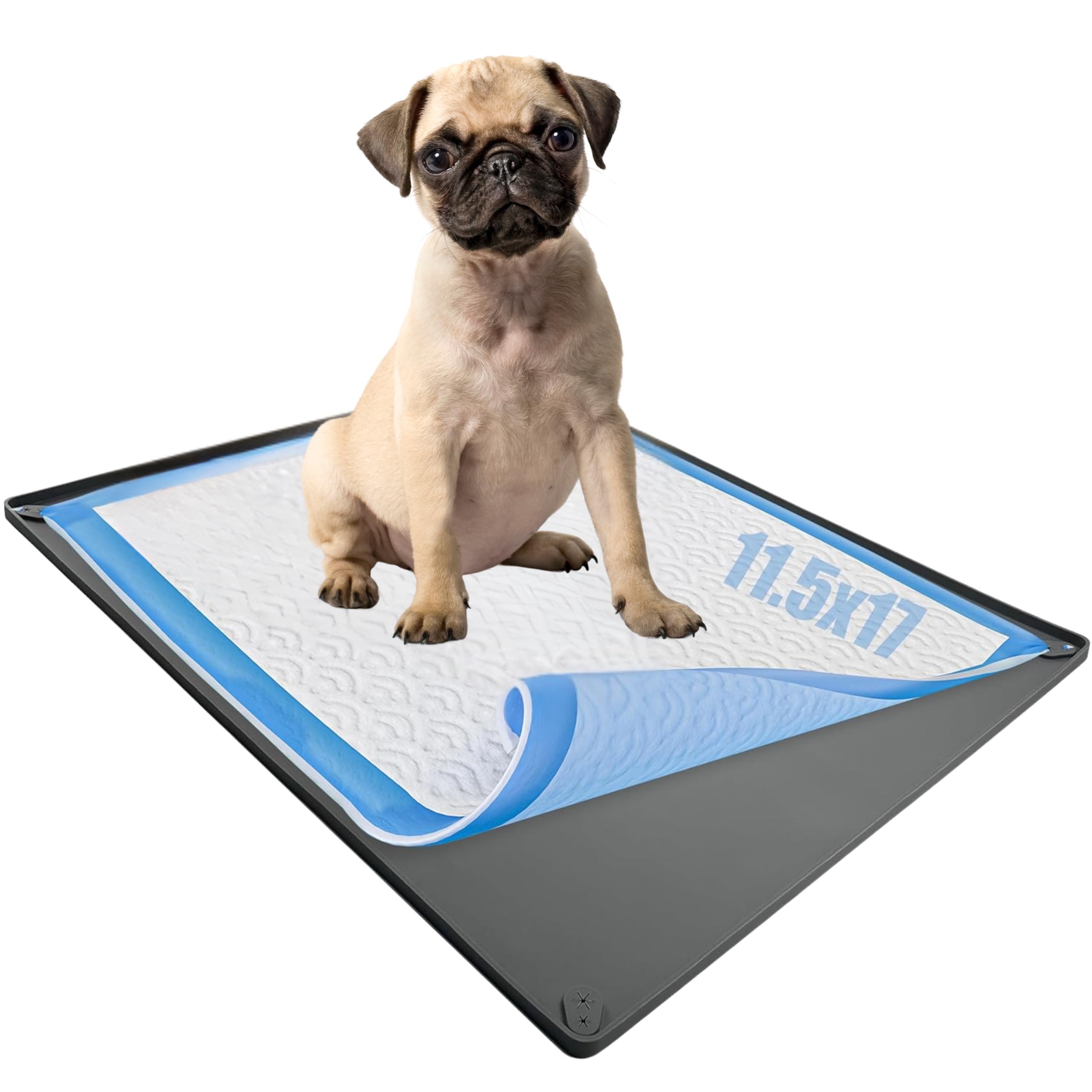 Tidyfriend Pee Pad Holder Tray 11.5 X 17 Inches, Puppy Pad Holder, Easy To Clean And Store, Silicon Non Slip Training Pad (Grey)
