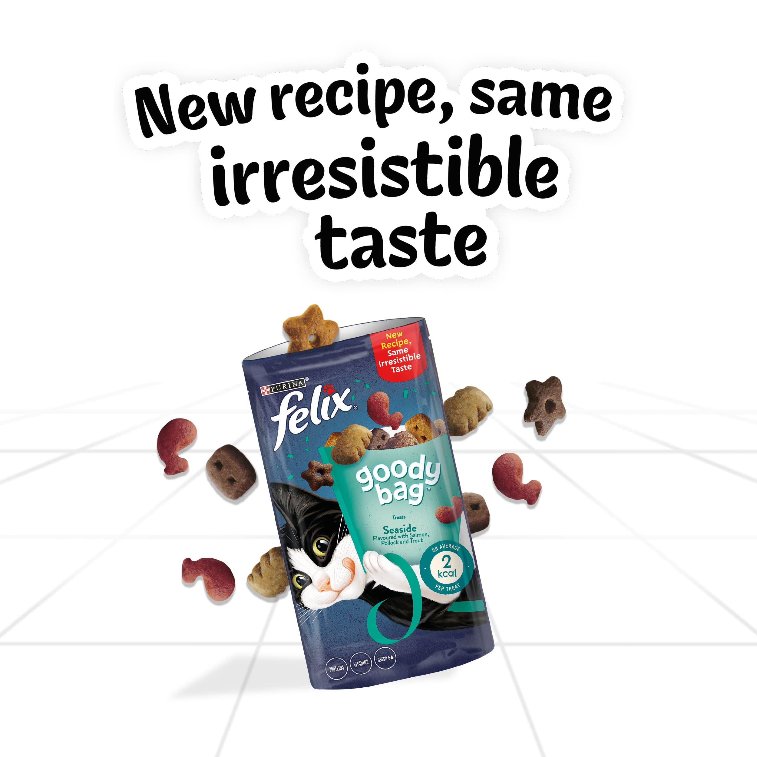 Felix Goody Bag Picnic Mix Adult Cat Treats Seaside Mix, Pack of 8 x 60 g