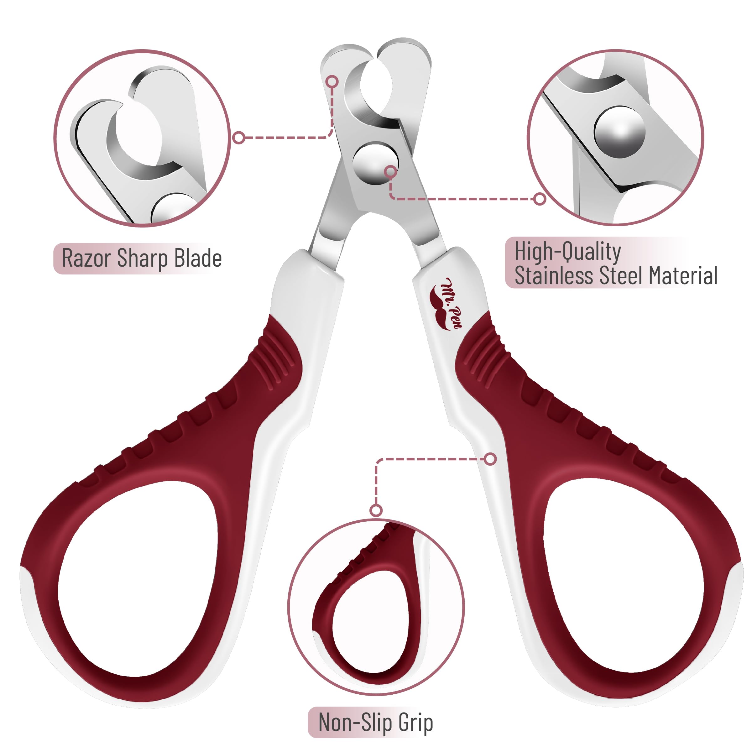 Mr. Pen- Cat Nail Clipper, Wine & White Cat Nail Trimmer, Cat Nail Clippers, Cat Claw Clippers, Cat Clippers For Nails, Pet Nail Clippers, Kitten Nail Clipper, Small Dog Nail Clipper Cat Claw Trimmer