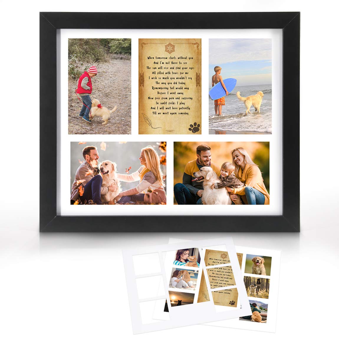 Kcrasan Pet Memorial Collage Frame - Dog Memorial Picture Frame For Pet Loss Of Gift - Dog Remembrance Frame Dog Or Cat With Sympathy Pet Tribute Keepsake