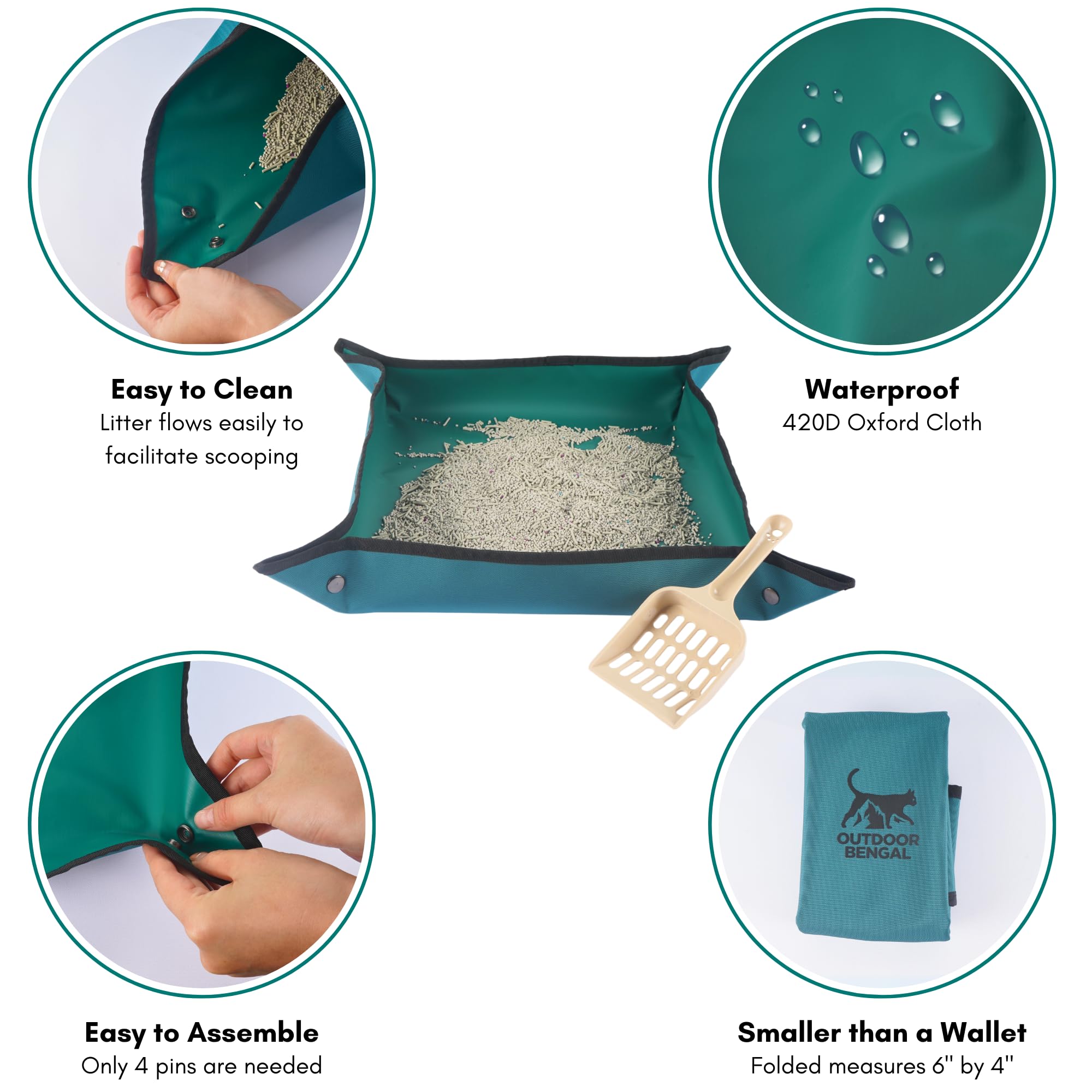 Travel Litter Box Kit For Cats (3In1) By Outdoorbengal - 1 Litter Tray + 1 Litter Bag + 1 Small Scooper (Leak-Proof & Odor-Resis