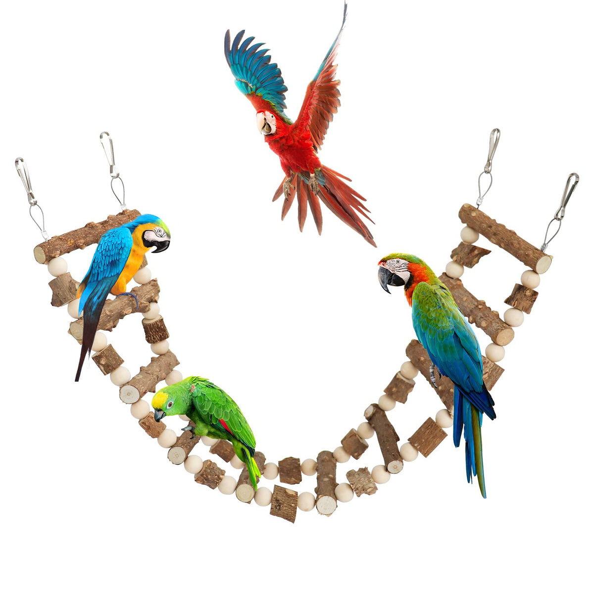 Natural Wooden Bird Ladder Bird Bridge Toy, Hamster Rat Climbing Ladder Toys, Bird Cage Accessories, Wood Climbing Ladders For B