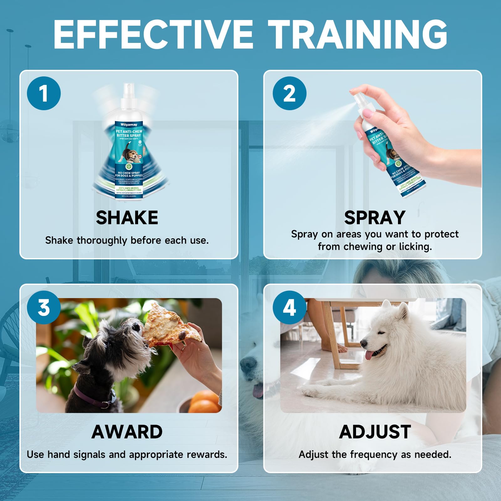 Woyamay No Chew Spray For Dogs 200Ml, Bitter Apple Spray For Dogs Stop Chewing Licking Of Furniture, Shoes, Bandages, Dog Traini