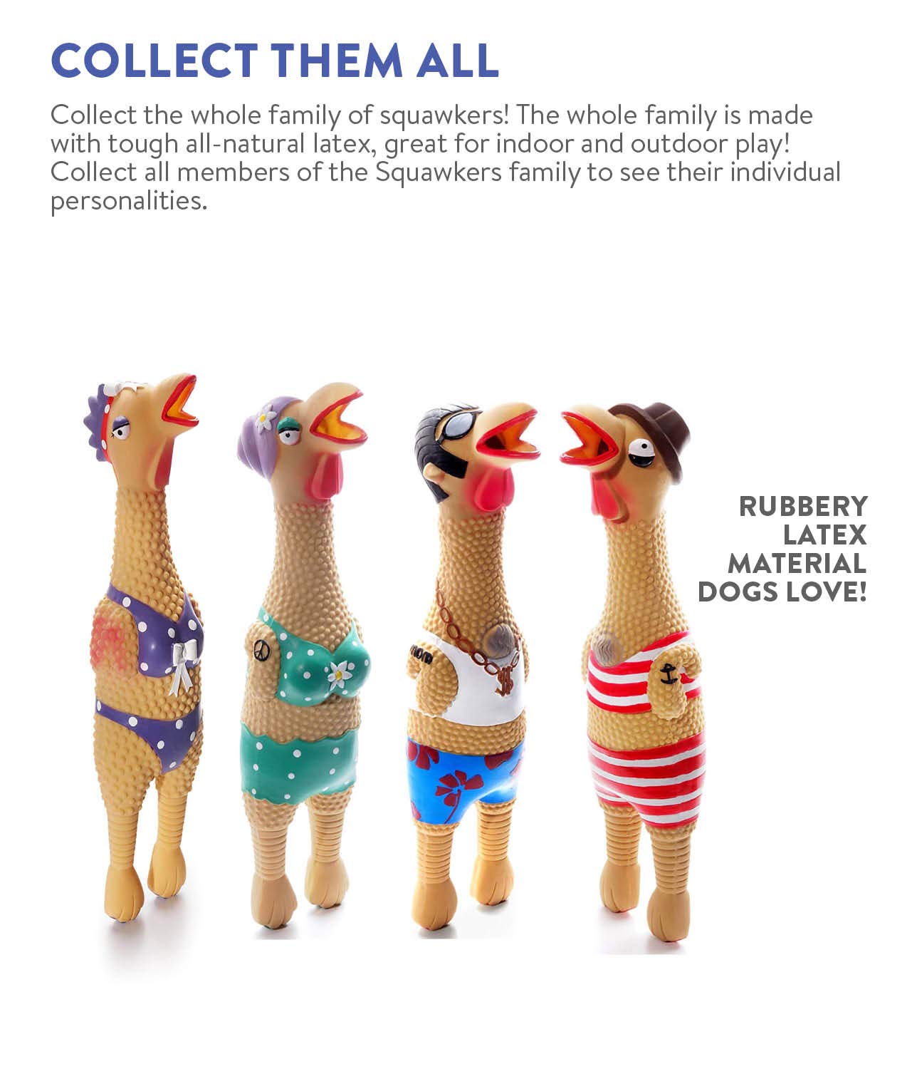 Outward Hound Squawkers Grandpa Gimpy Latex Rubber Chicken Interactive Dog Toy, Large