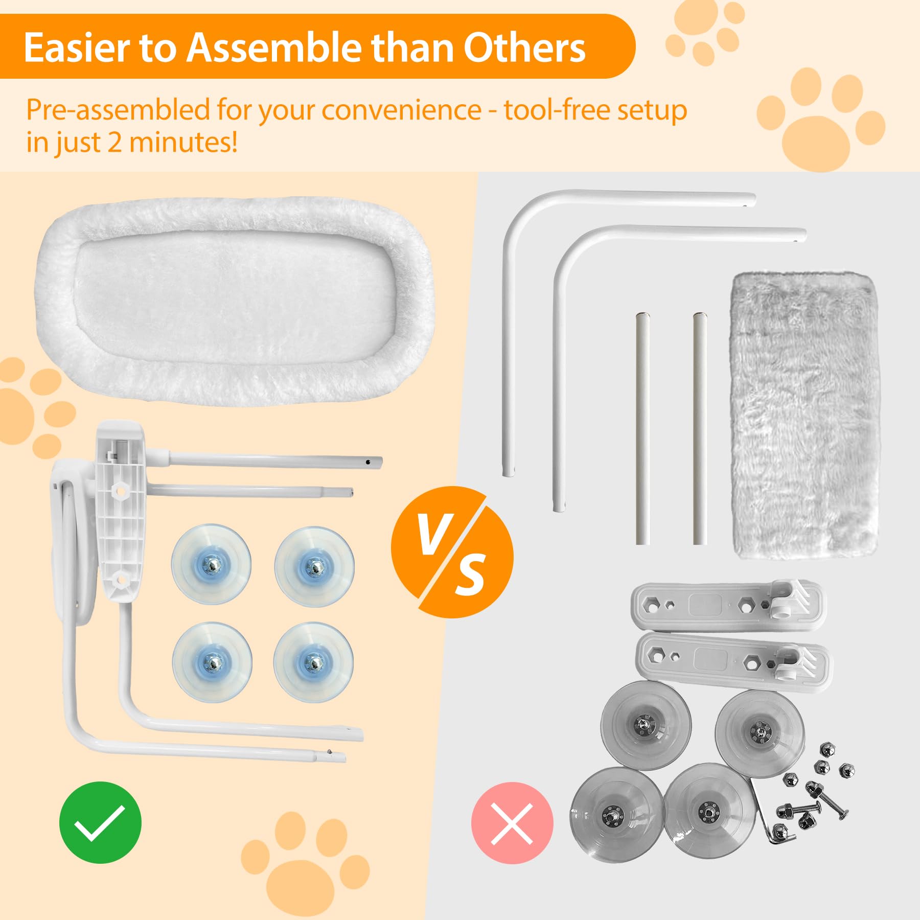 L&W Bros. 2Pc Cat Window Perch Cushion Bed Cat Window Hammock With 4 Updated Suction Cups Easy To Assemble Cat Window Bed For He