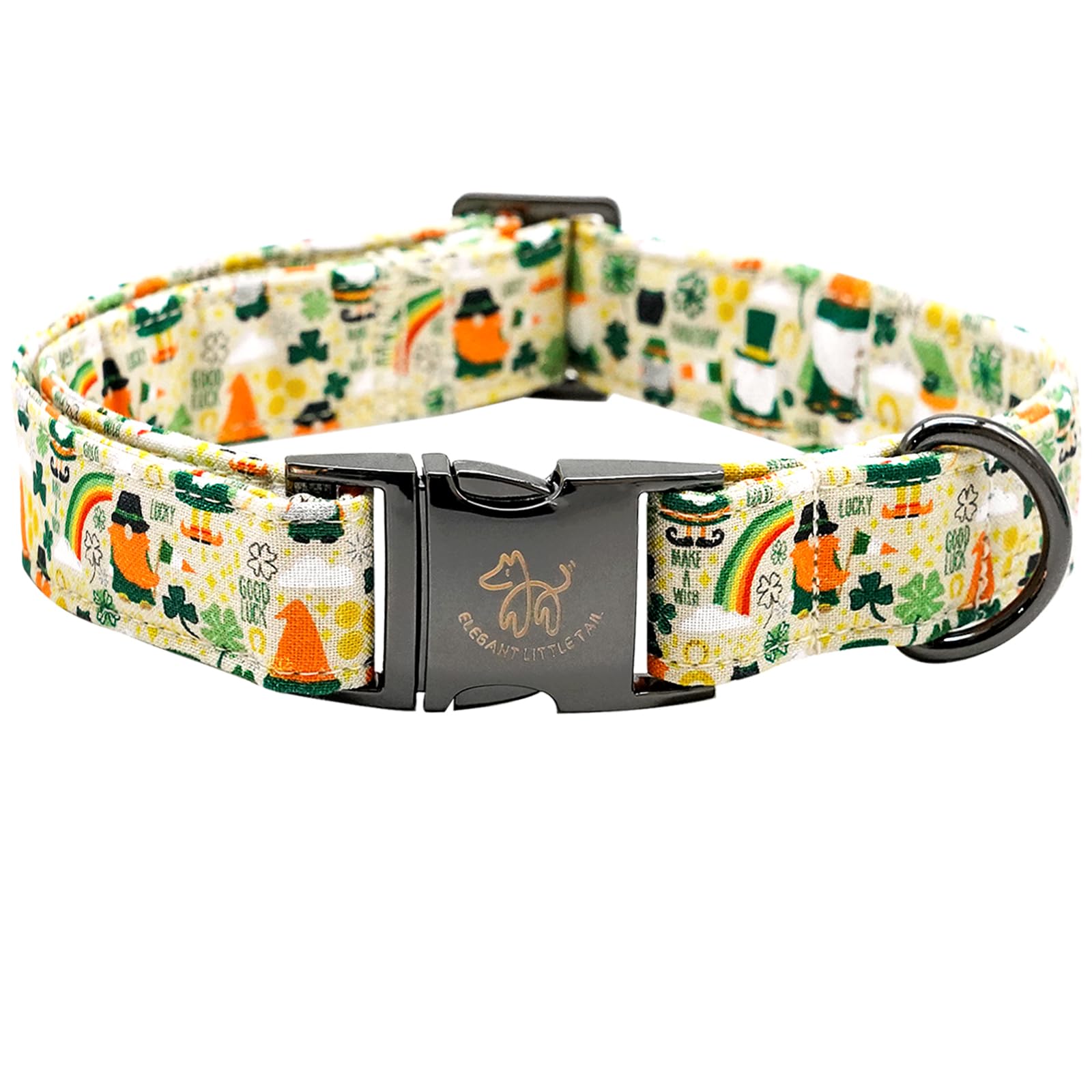 Elegant Little Tail Lucky Colver St. Patrick's Day Adjustable Dog Collar for Large Dogs