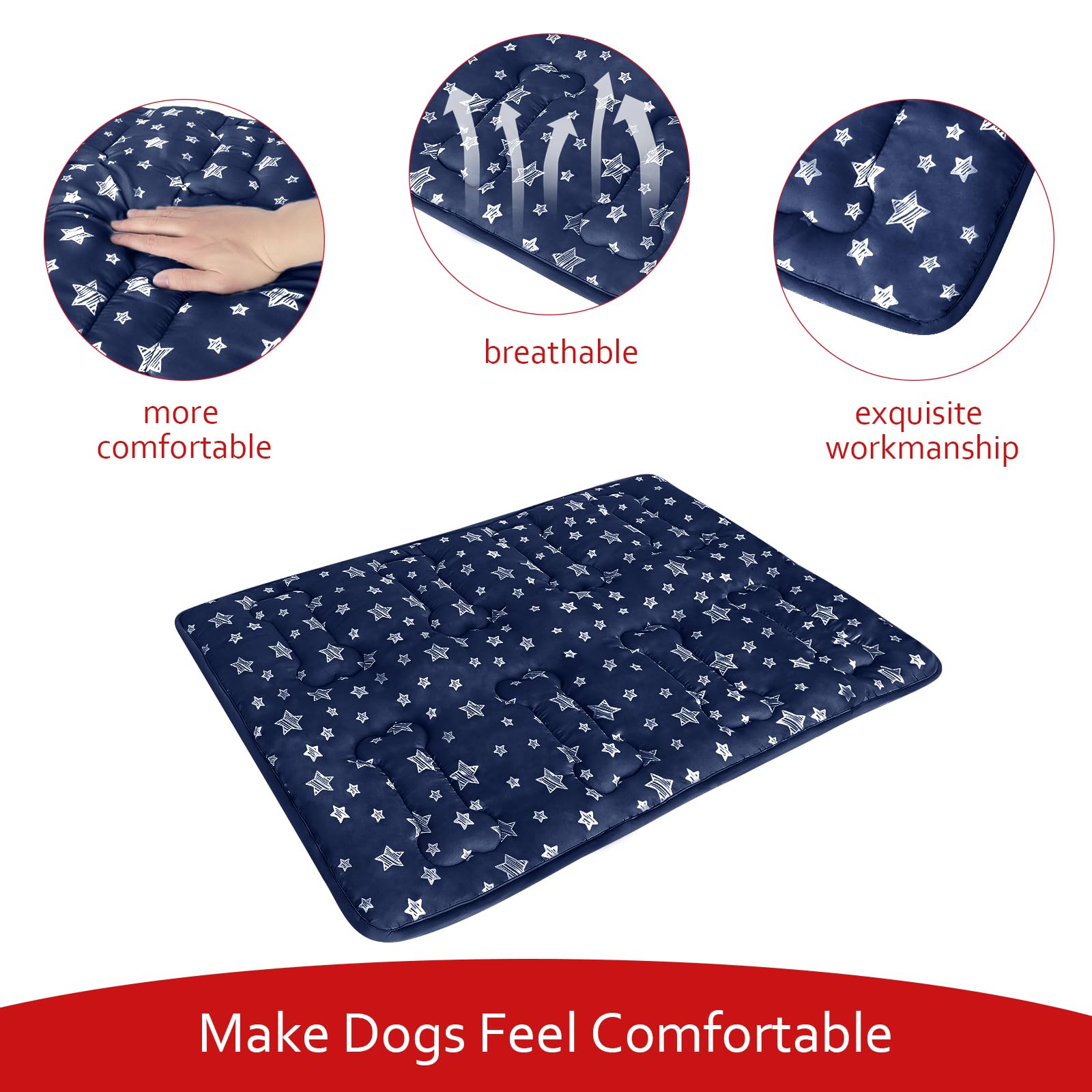 Dog Crate Mat (36'' X 23''), Soft Dog Bed Mat with Cute Prints, Personalized Dog Crate Pad, Anti-Slip Bottom, Machine Washable K