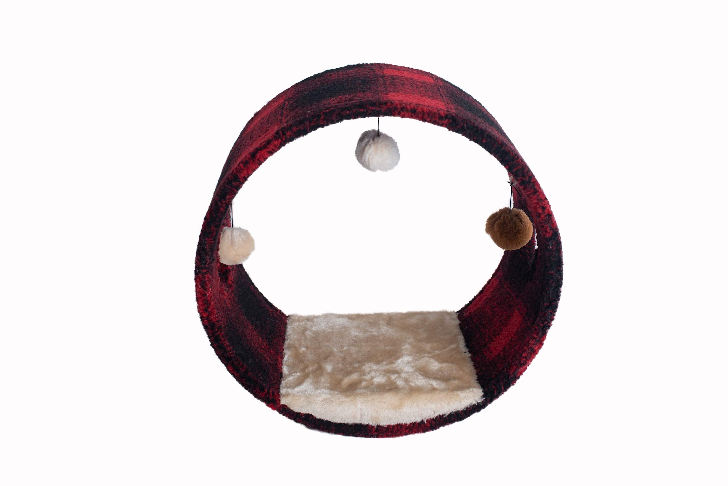 Armarkat Model B1601 Cat Hideaway Tunnel, Scotch Plaid, Black/Red, 16''(L) X 10''(W) X 16''(H)