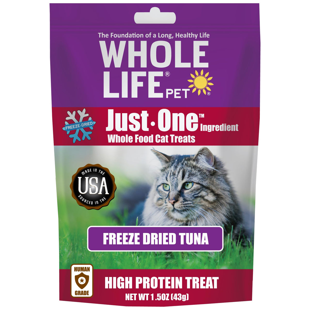 Whole Life Pet Just One Tuna Freeze Dried Cat Treats - Human Grade Cat Food Toppers, High Protein Cat Snacks, Cat Toppers For Food, Natural Cat Treats, Usa Made Tuna Cat Treats - 1.5 Oz (Pack Of 1)