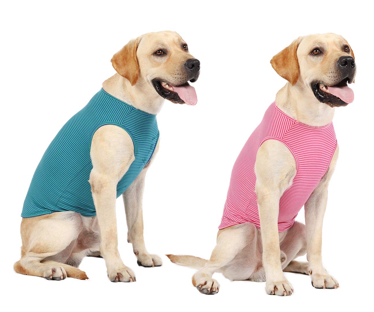 Weone Dog Summer T-Shirts Striped Cotton Shirt,Pet Breathable Soft Basic Clothes For Small Medium Larg Boy Girl Dogs,3Xl
