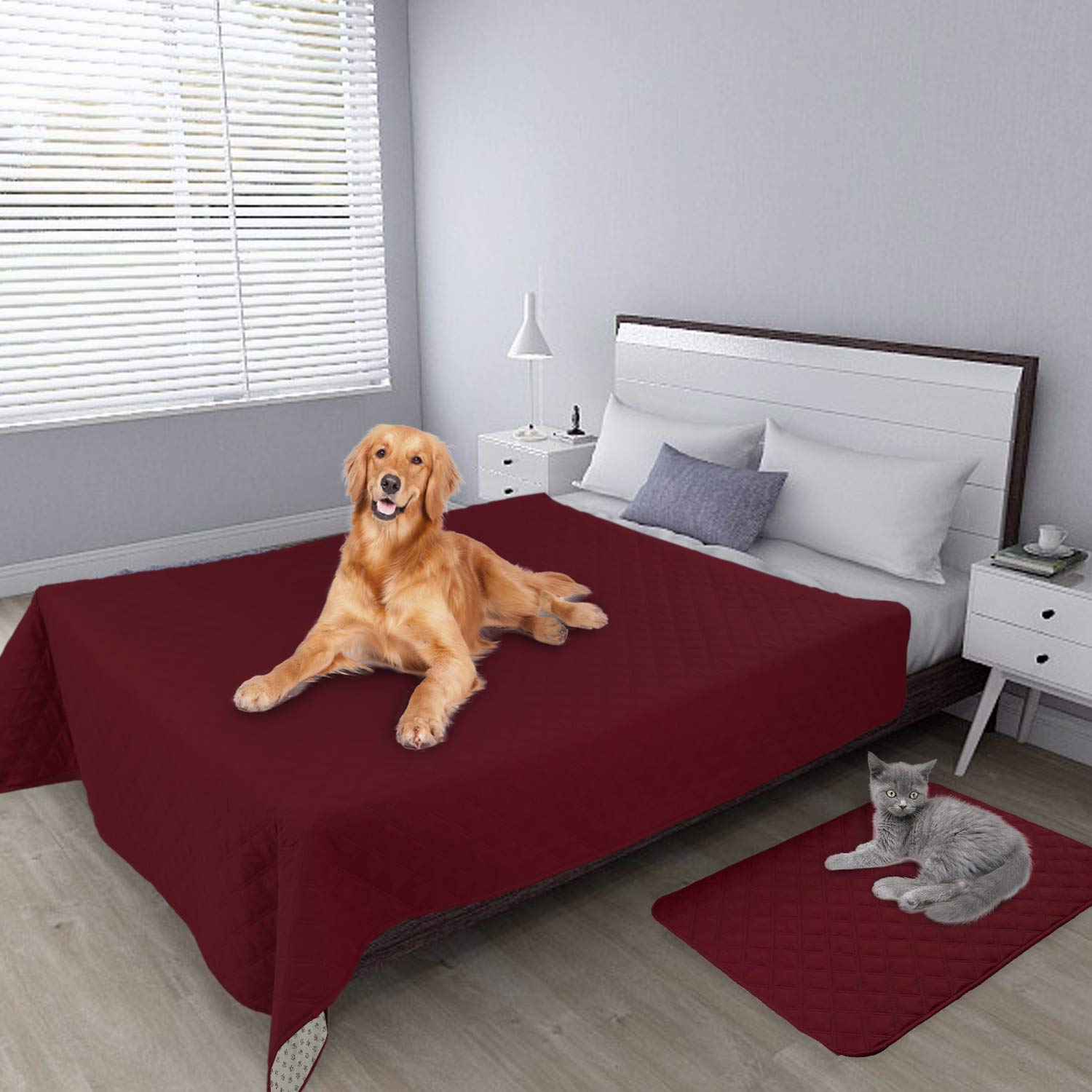 Easy-Going 100% Waterproof Dog Bed Cover, Non-Slip Pet Blanket For Furniture, Washable Couch Cover, Repleasement Sofa Cover (86X82 In,Christmas Red)