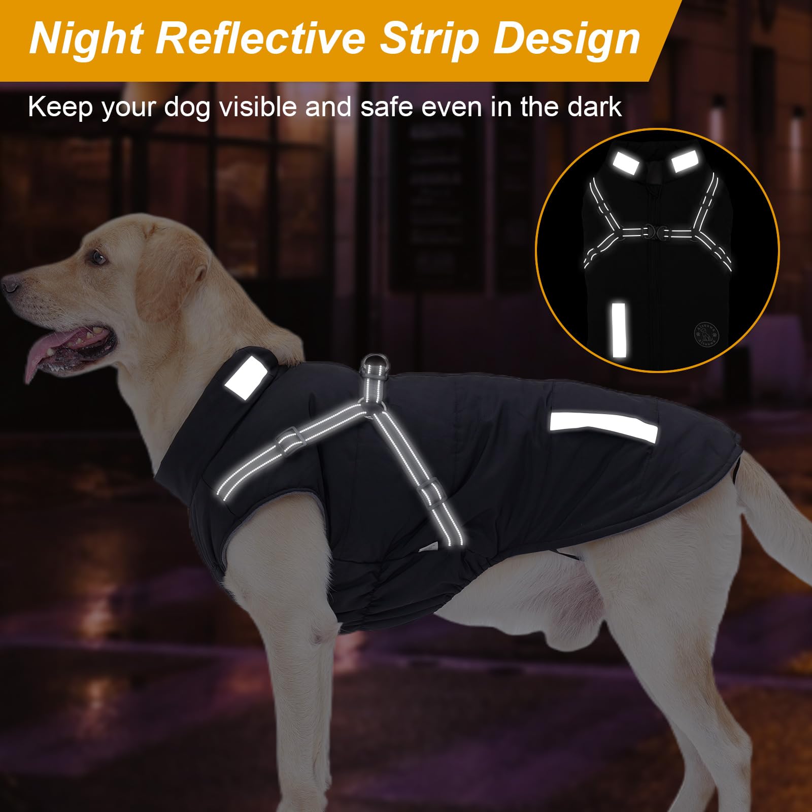 Warm Dog Coat: Winter Jacket With Built-in Harness - Fleece Coat With Reflective Stripes, Waterproof Vest for Cold Weather - Sma