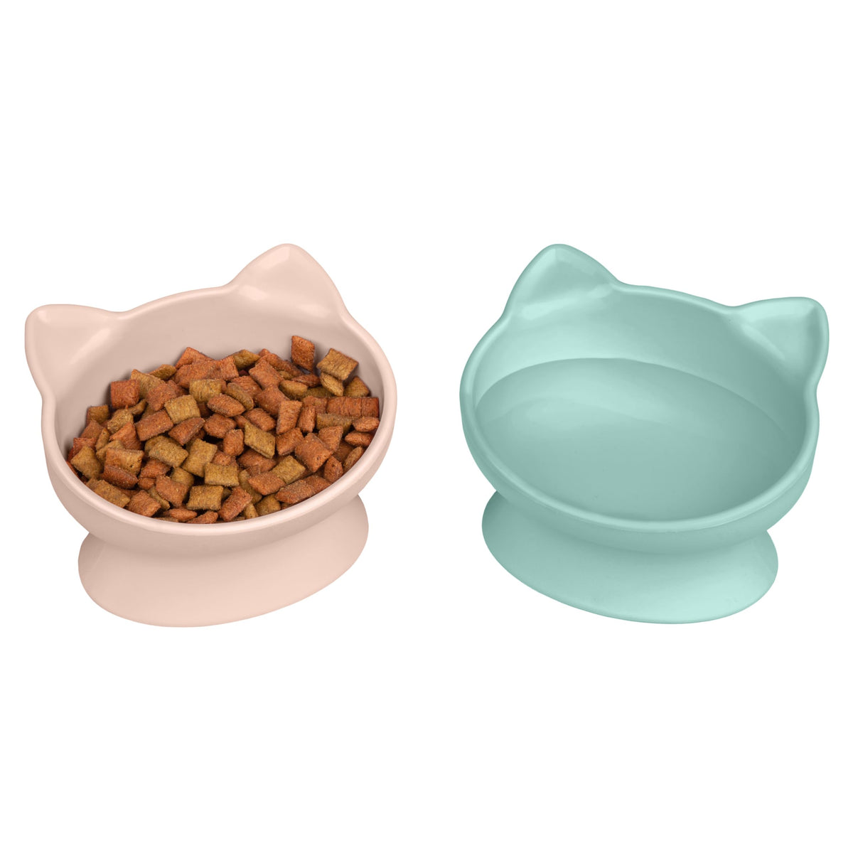 Kitty City Raised Cat Ear Bowls, Small Bowls 2Pk (Pastel)