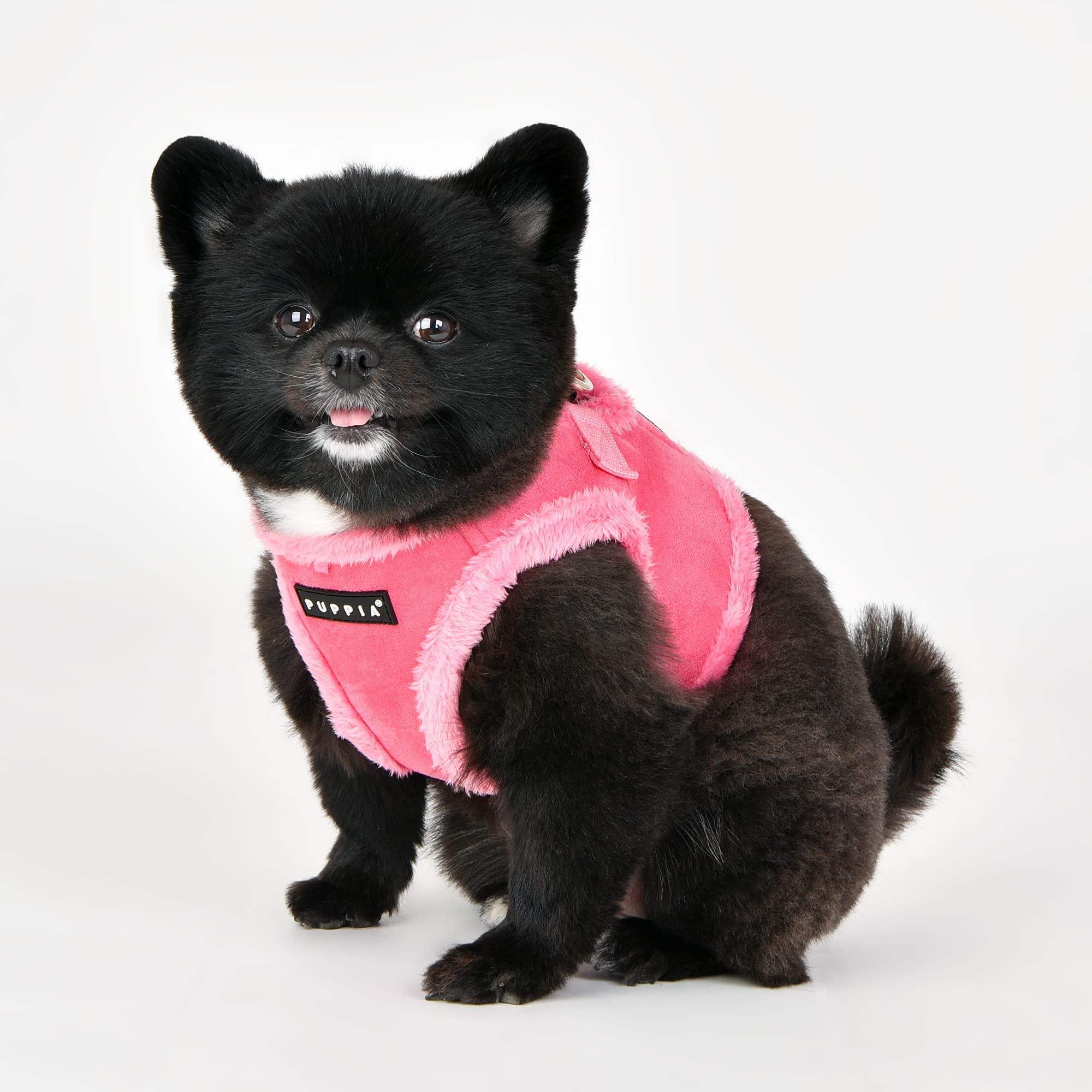 Puppia Terry Vest Dog Harness Step-In Winter Suede Warm No Choke No Pull Training Walking For Small And Medium Dog, Pink, Large