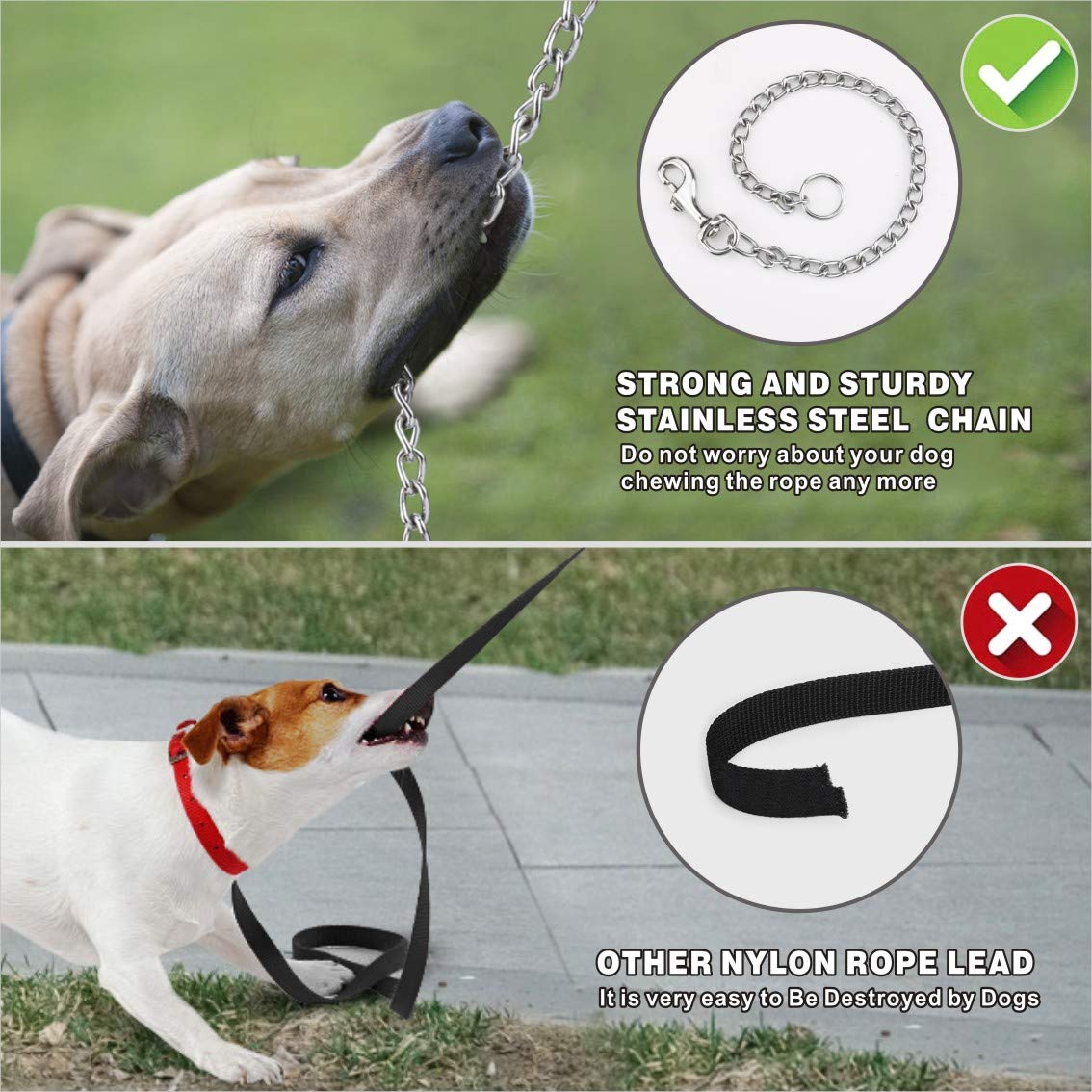 Idepet Heavy Duty Retractable Dog Leash For Small And Medium Dogs, Anti-Chewing Steel Chain Design,360 Degreetangle-Free,Break A