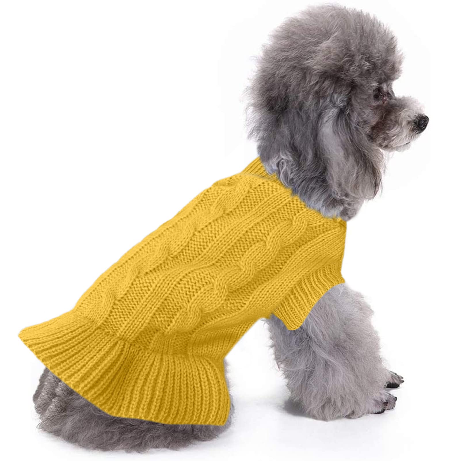 Chborchicen Small Dog Sweaters Knitted Pet Cat Warm Dog Sweatshirt Winter Clothes Kitten Puppy Sweater (Xxs, Dress-Yellow)
