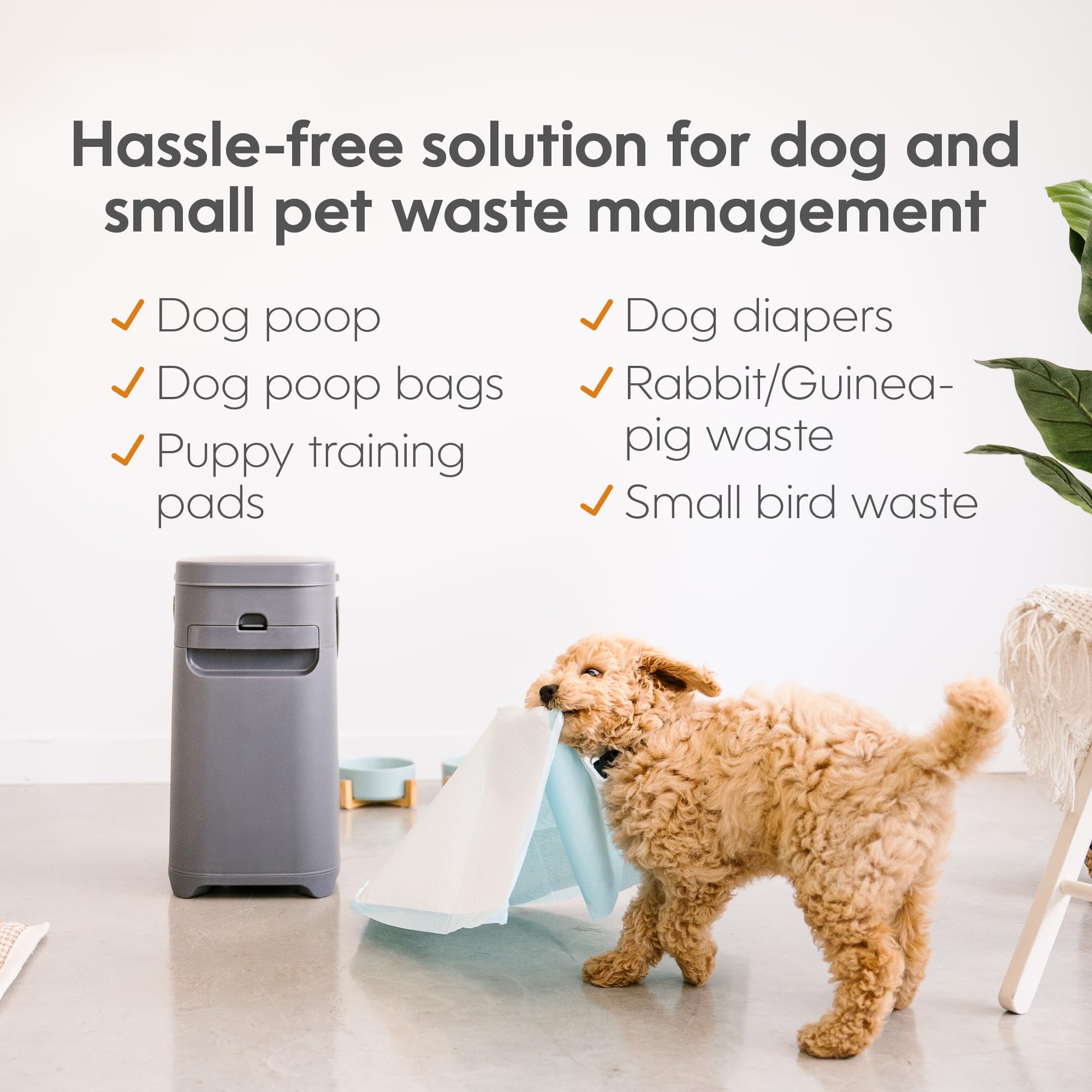 Pet Genie Grey Dog Waste Disposal System | Indoor & Outdoor Odor Control | Includes 1 Refill Bag | 2 Piece Set