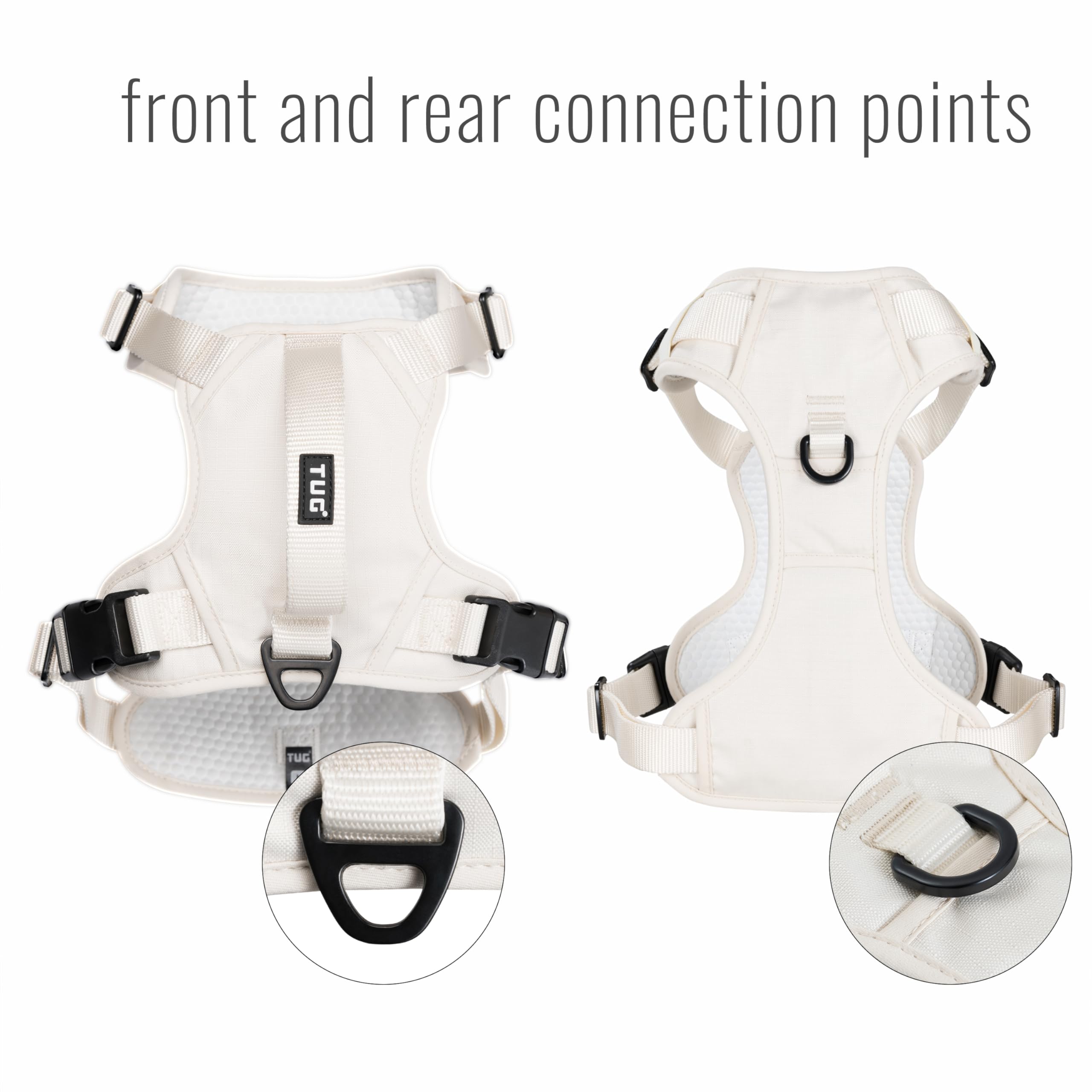 Tug Dog Harness With 2 Leash Connection Points | Adjustable, Padded, Lightweight | Handle On Back | No-Pull Front Clip (Xl, Crea