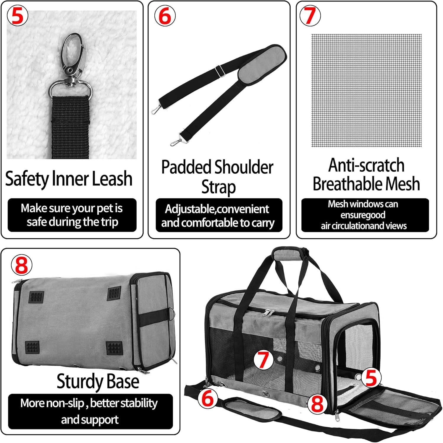 Soft Sided Cat/Dog Carrier,Collapsible Pets Travel Carriers for Pet/Puppy with Shoulder Strap & Removable Mat,Mesh Top Load Smal