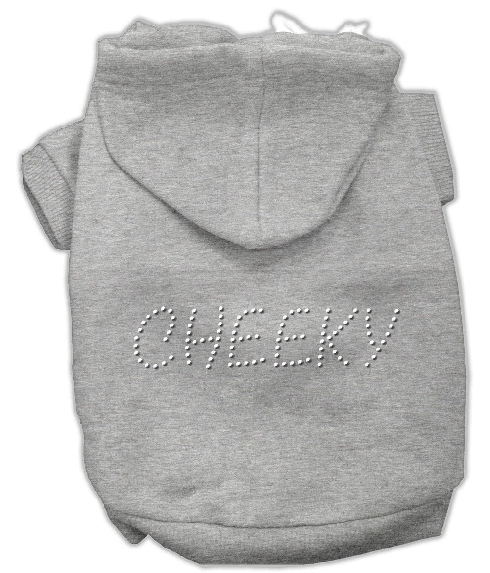 Pet, Dog & Cat Hoodie Rhinestone, Cheeky Grey MD (6-10 lbs.)