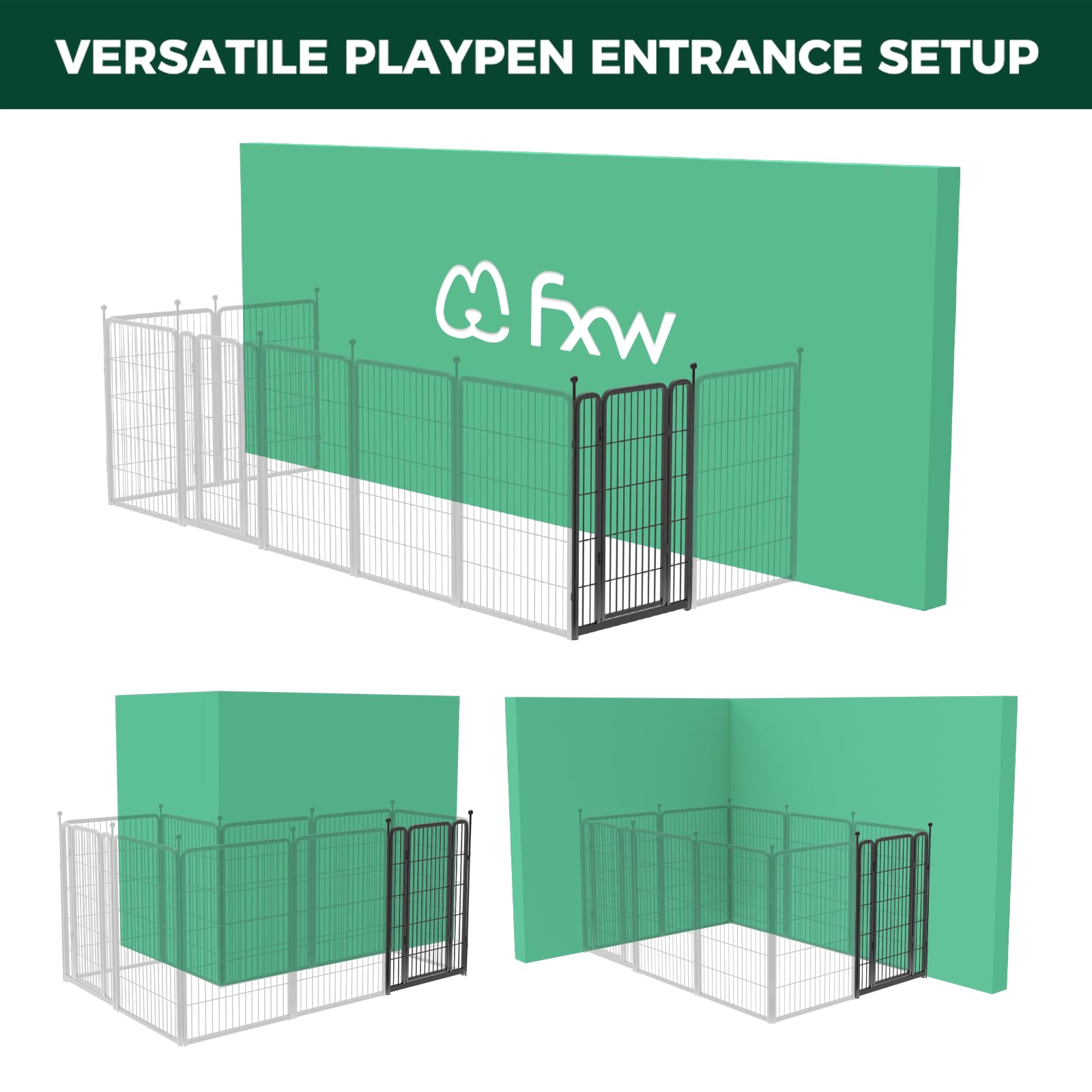 Fxw Rollick Dog Playpen, 1 Add-On Gate Panel, Single 40-Inch Gate Panel