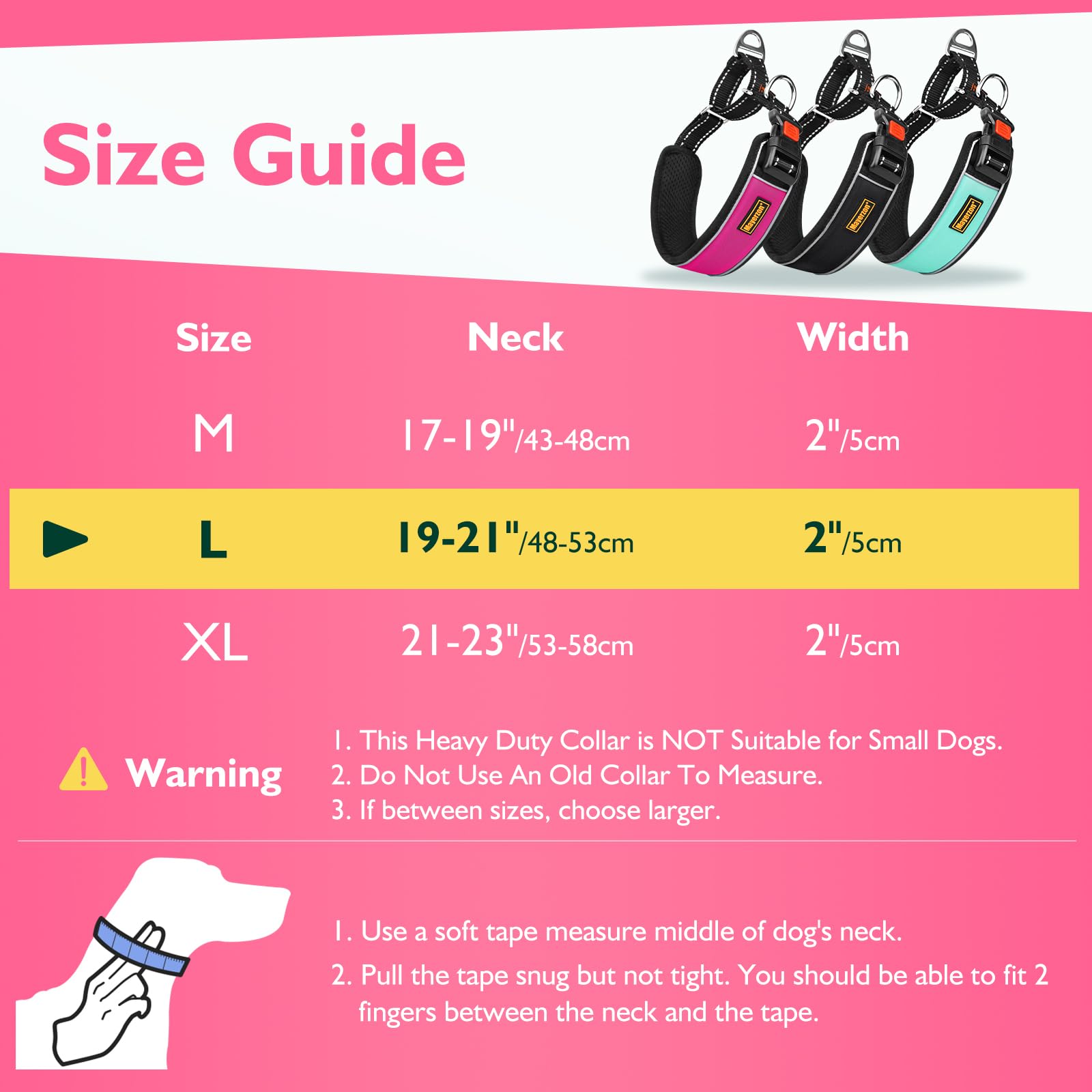 Mayerzon 2 Inch Wide Martingale Collar For Large Dogs, Patented No Pull Walking Training Dog Collar For Pitbull German Shepherd,