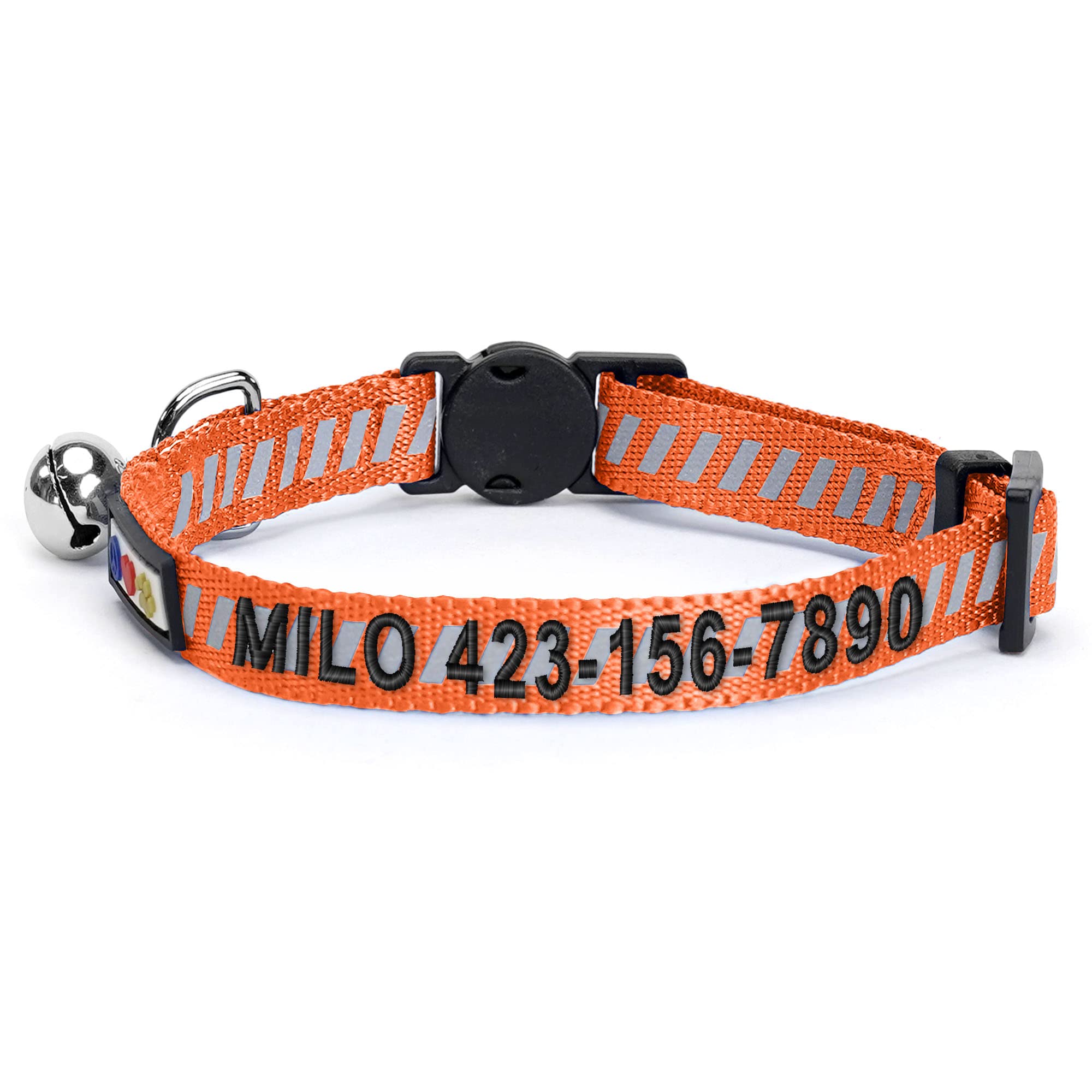 Pawtitas Personalized Cat Collar With Safety Buckle And Removable Bell Cat Collar With Name Phone Number Kitten Adjustable Colla