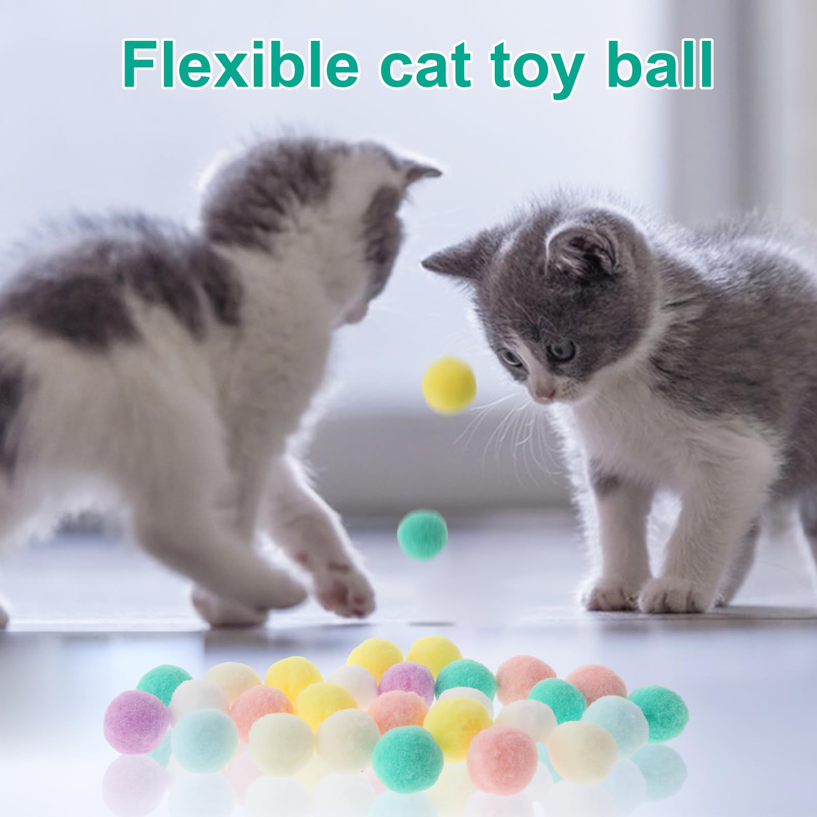 Yuanchu 30Pcs Cat Pom Pom Ball Toy, Soft Plush Interactive Cat Balls 3Cm/1.18In Kitten Toy For Training And Play For Indoor Pet