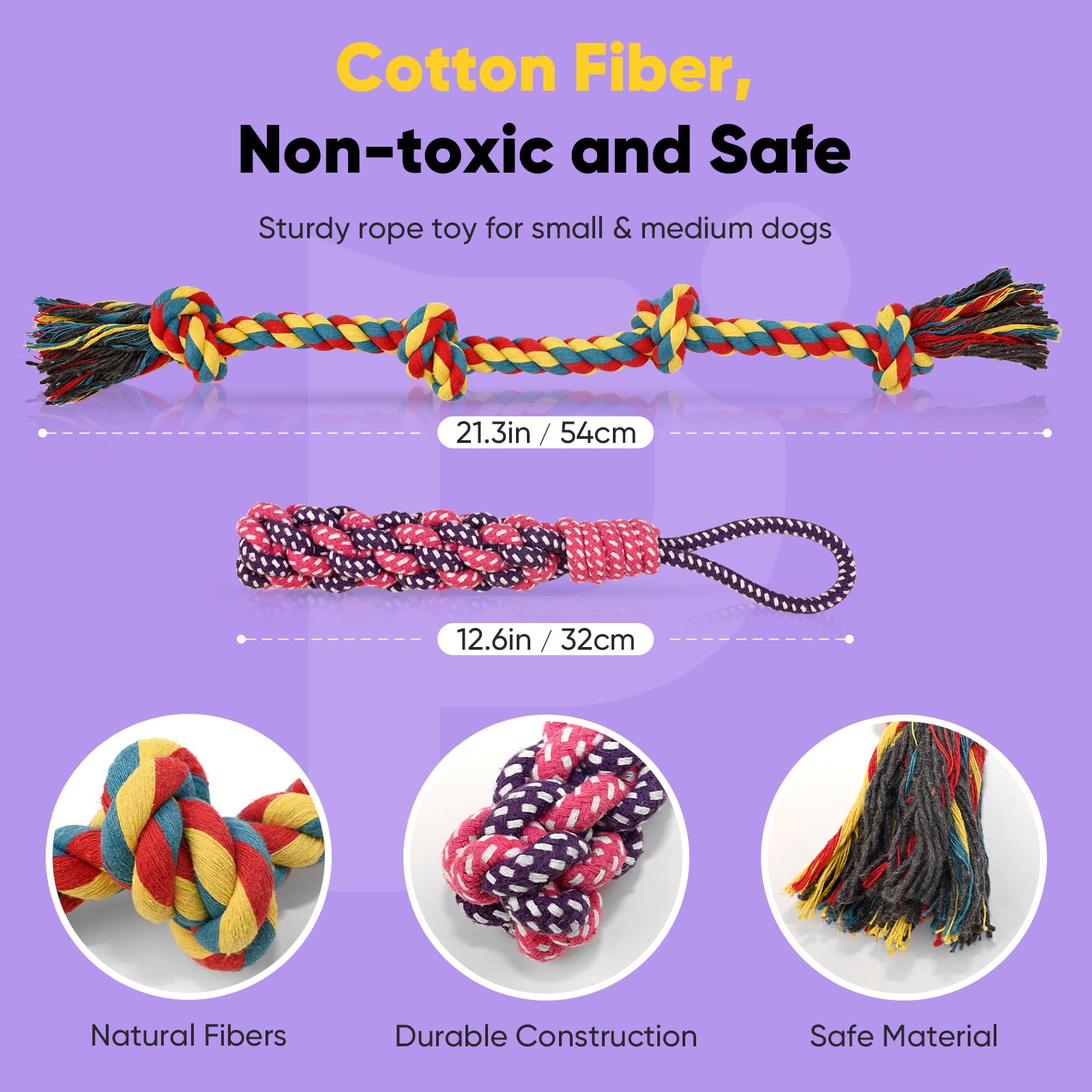 Petbobi Small Dog Rope Toy - Durable Premium Cotton For Teething, Interactive Tug Of War To Keep Them Busy, Best Indestructible