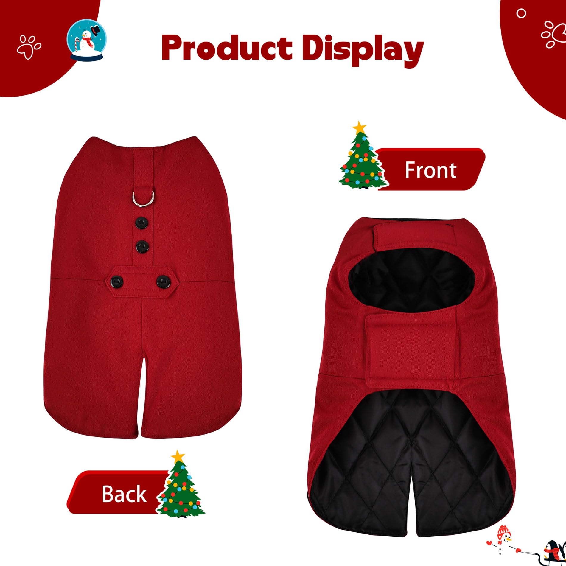 Dog Wedding Outfit Stylish Suit Bow Tie Costume Cold Weather Warm Flannel Lining Christmas Party Formal Tuxedo (Burgundy,Xl)