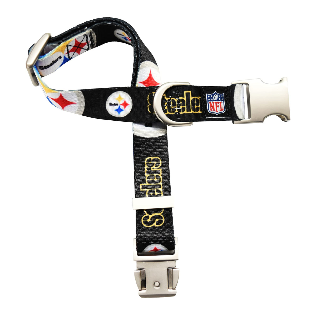 Littlearth Unisex-Adult Nfl Pittsburgh Steelers Premium Pet Collar, Team Color, Medium