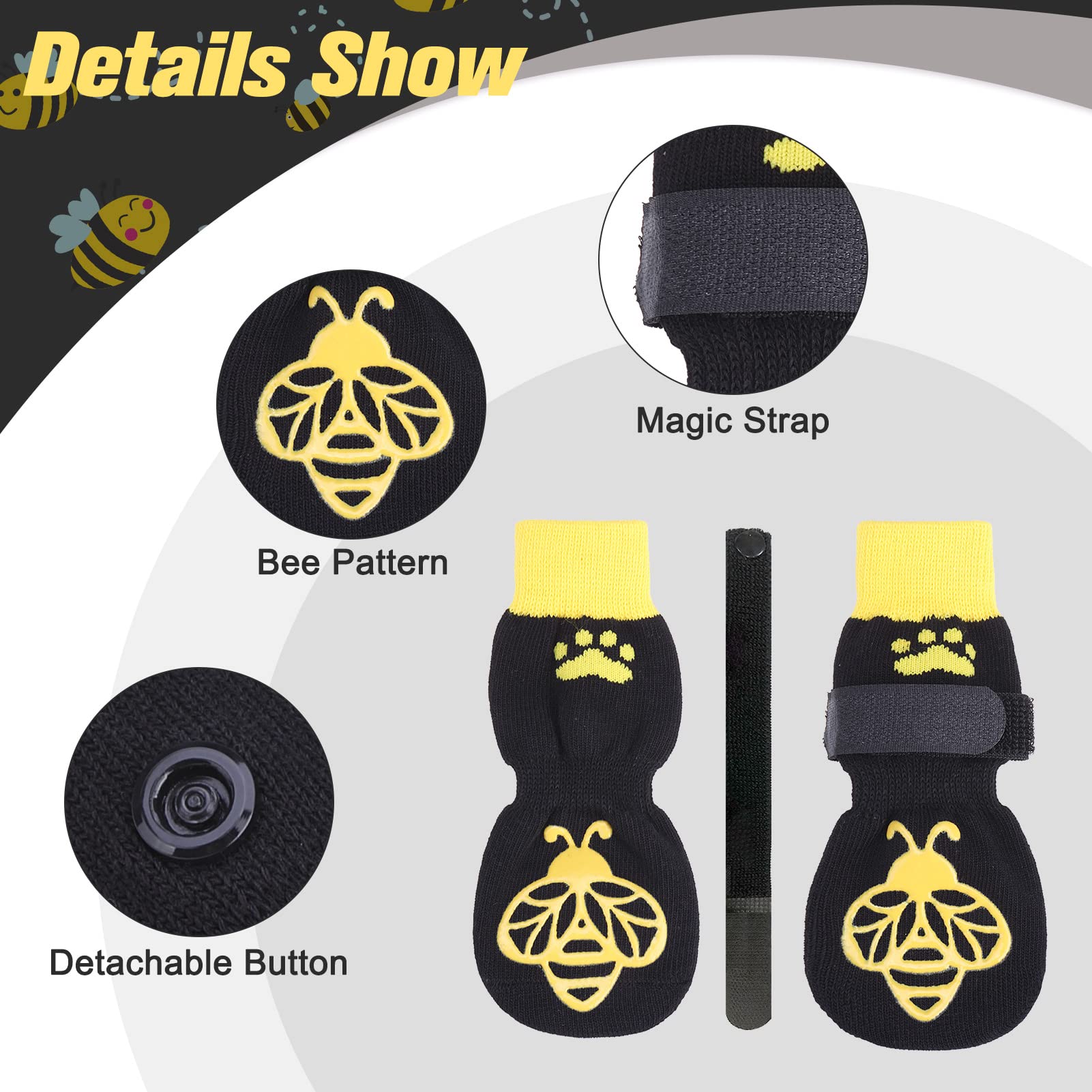 Expawlorer Double Side Anti-Slip Dog Socks?? Pairs Dog Grip Socks With Straps Traction Control, Pet Paw Protection For Small Medium Large Dogs Indoor Wear On Hardwood Floor