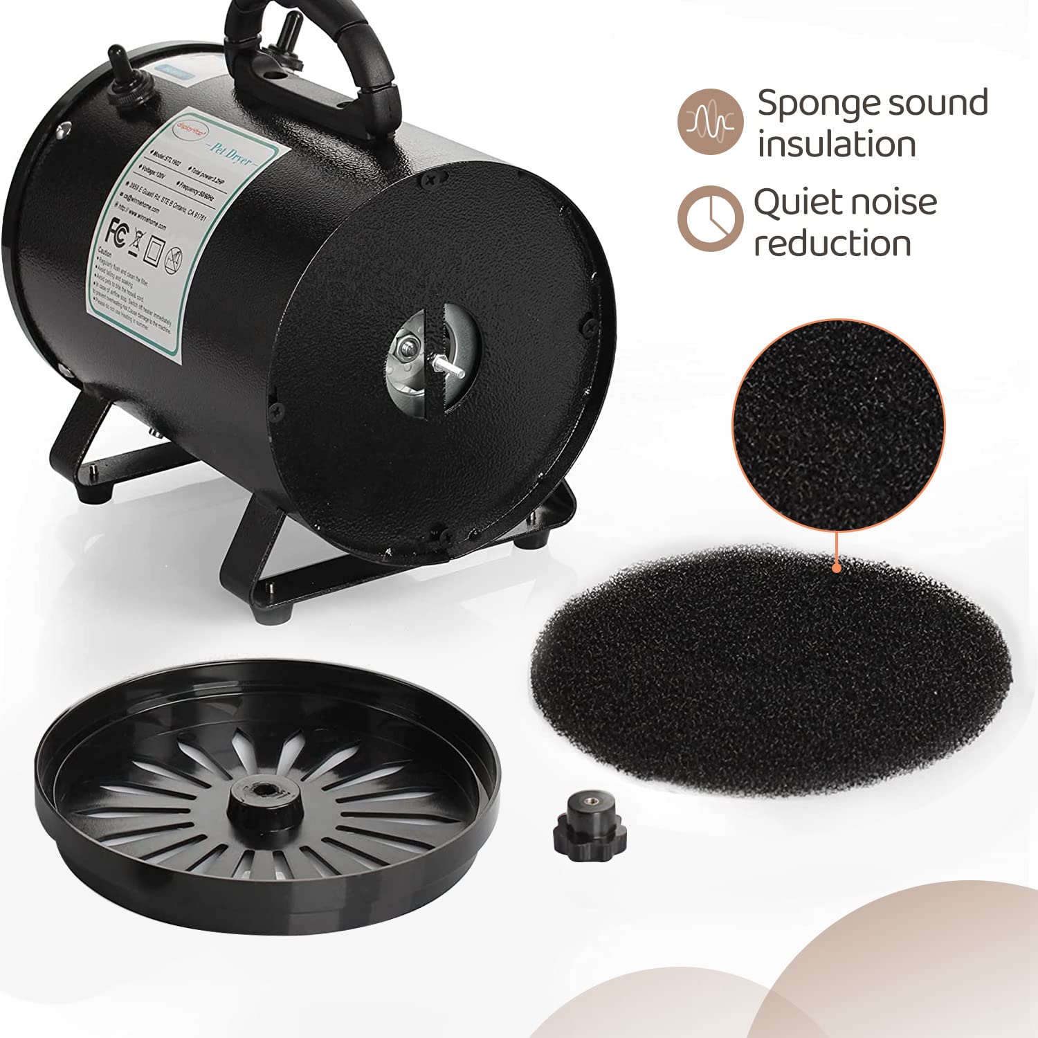 Display4Top Dog Dryer,2400W Dog Blow Dryer,3.2Hp Speed Adjustable Heat Temperature Dog Hair Dryer,High Velocity 3 Different Nozzles Dog Blower Grooming Dryer,Adjustable Temperature Pet Dryer