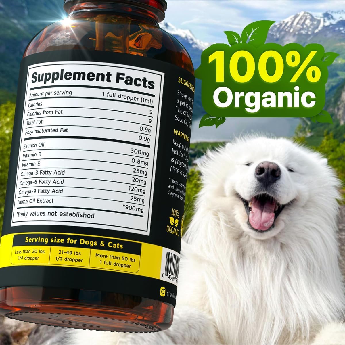 Charlie&Buddy H?mp and Salmon Oil for Dogs Skin and Coat H?alth - 3, 6, 9 Omega Pet H?mp Oil for Dogs and Cats, Rich in Vitamins