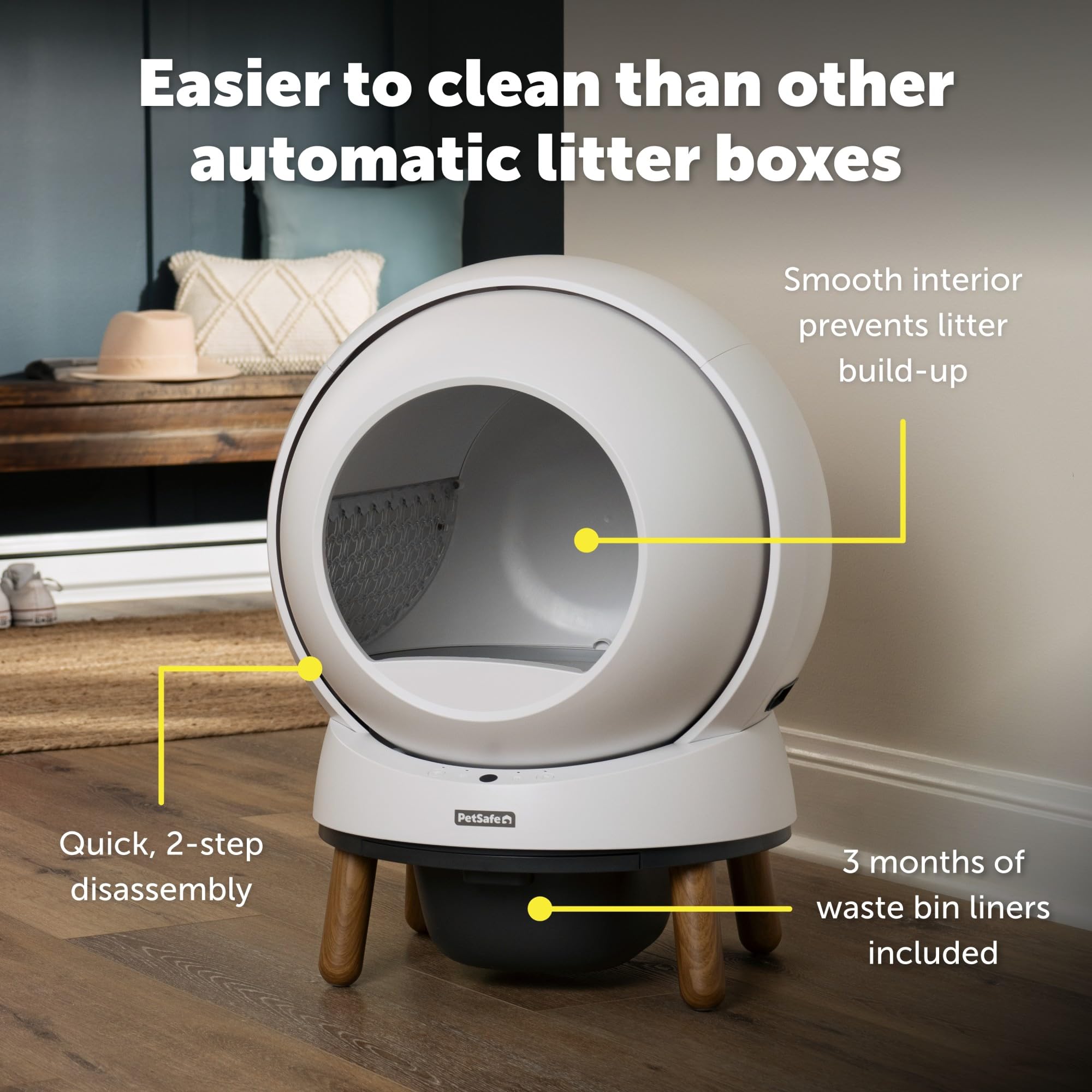 Petsafe Scoopfree Smartspin Self-Cleaning Cat Litter Box - Advanced Odor Control Technology, App Controlled With Health Monitori