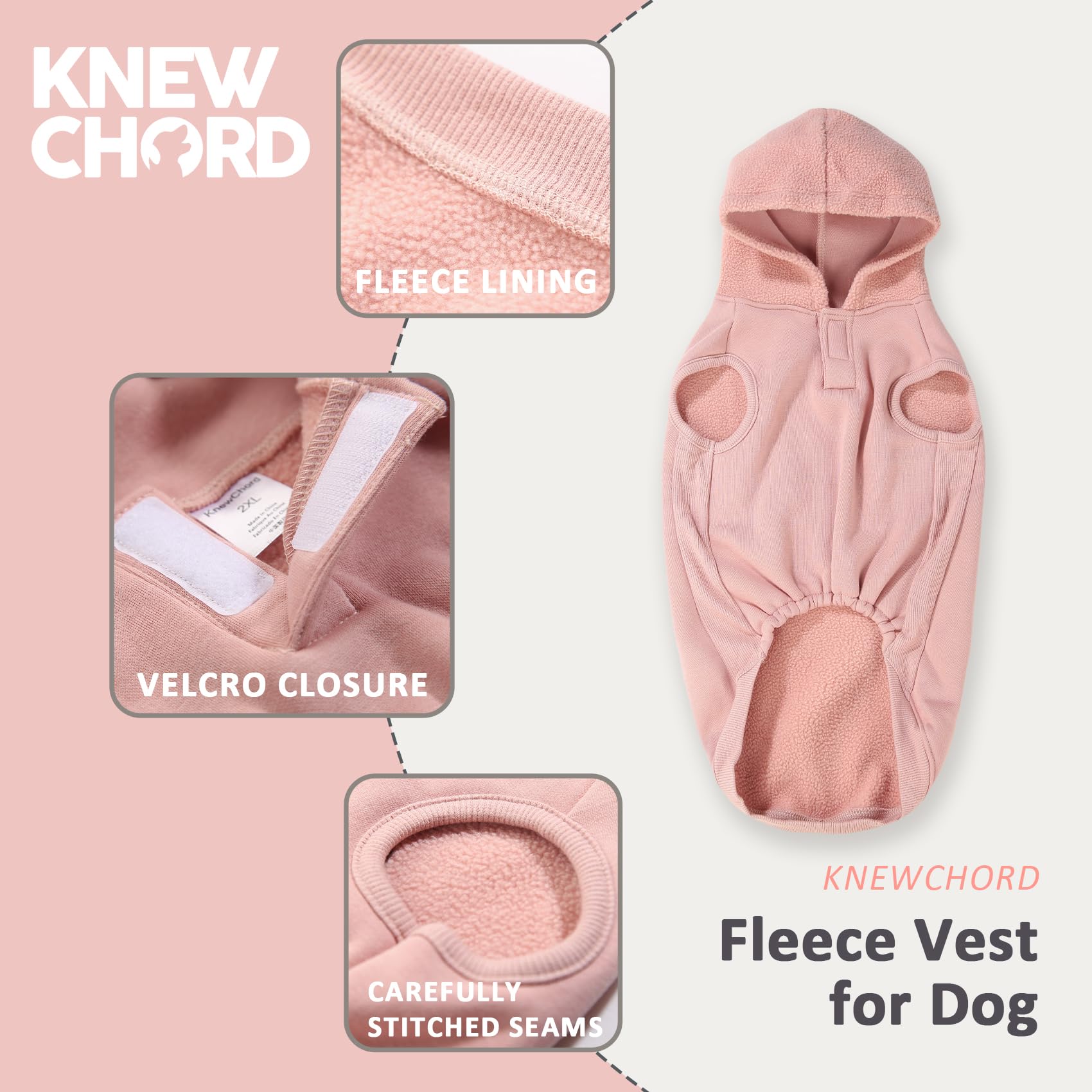 Dog Winter Hoodie Coat, Plush Vest Hoodie Dog Jacket, Dog Winter Autumn Warm Clothes(Pink-Large)