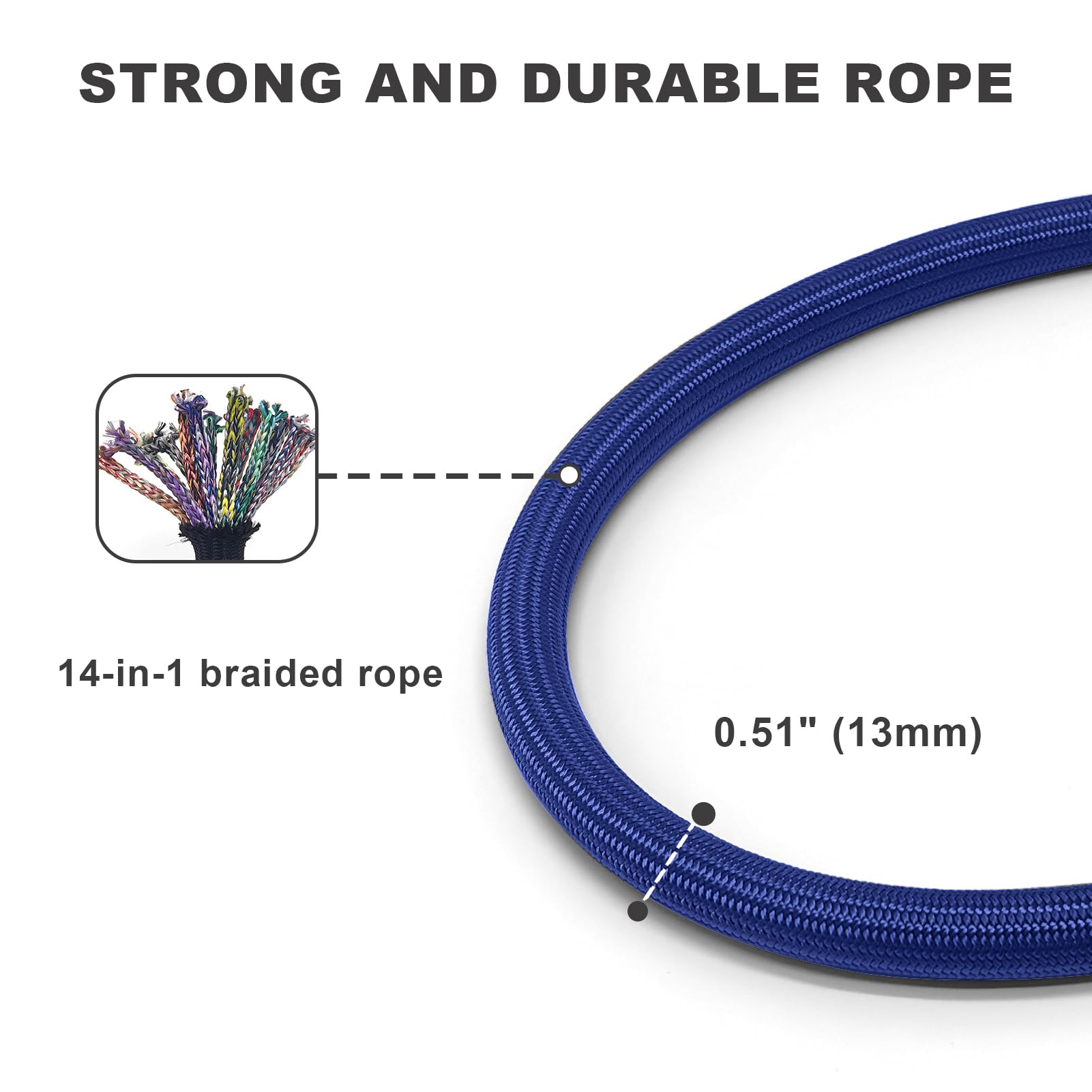 MORXIL Heavy Duty Rope Dog Leash, 6FT Nylon Lead with Auto Locking Carabiner, Blue for Small to Large Dogs
