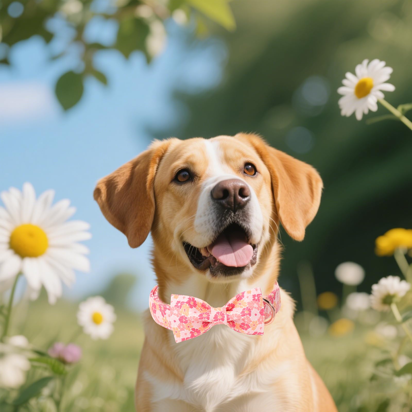 Unique Style Paws Cartoon Dog Collar With Bow Spring Summer Puppy Collar With Flower For Small Medium Large Boys Girls Dogs