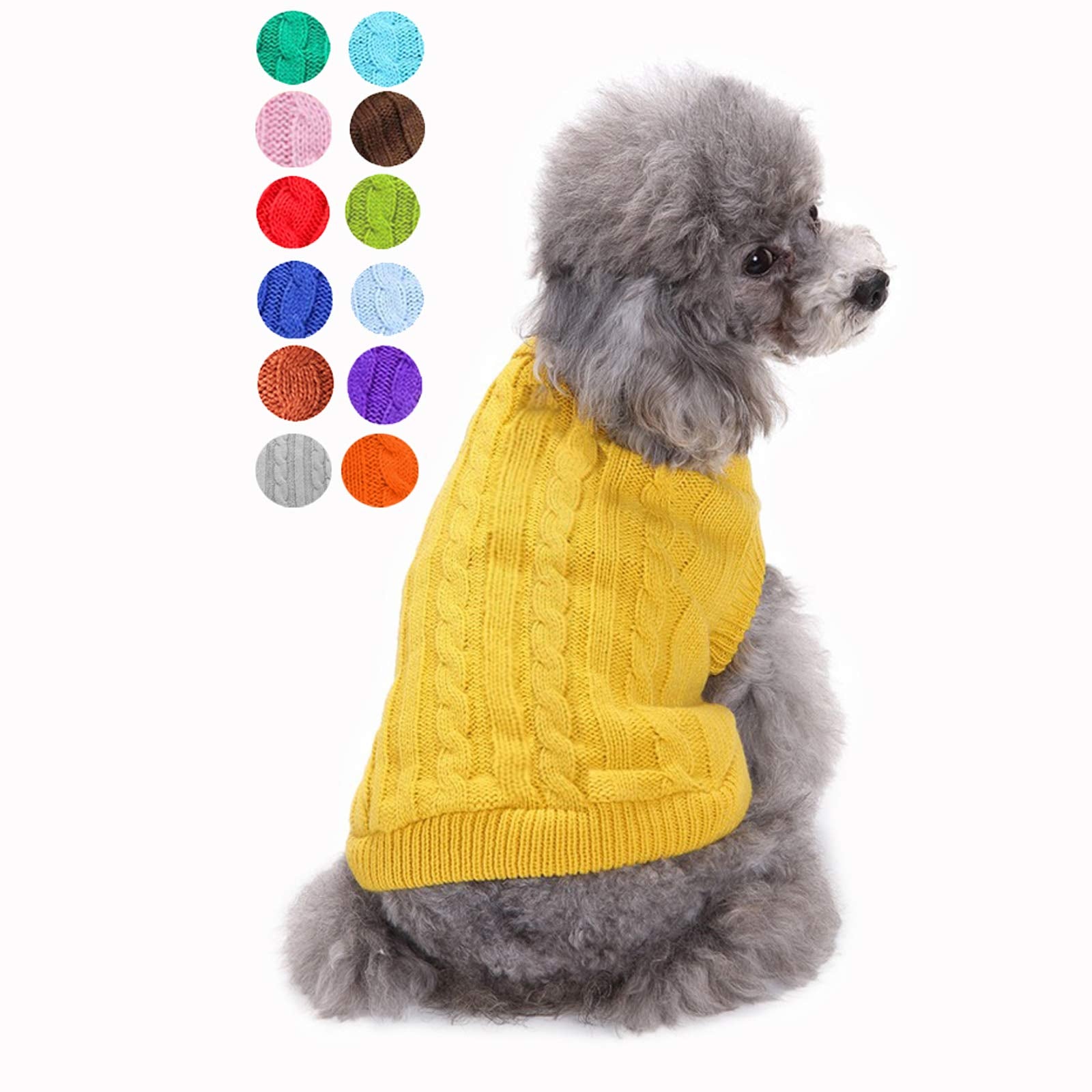 Small Dog Sweater, Warm Pet Sweater, Cute Knitted Classic Dog Sweaters For Small Dogs Girls Boys, Dog Sweatshirt Cat Sweater Clothes Coat Apparel For Small Dog Puppy Kitten Cat (Large, Yellow)