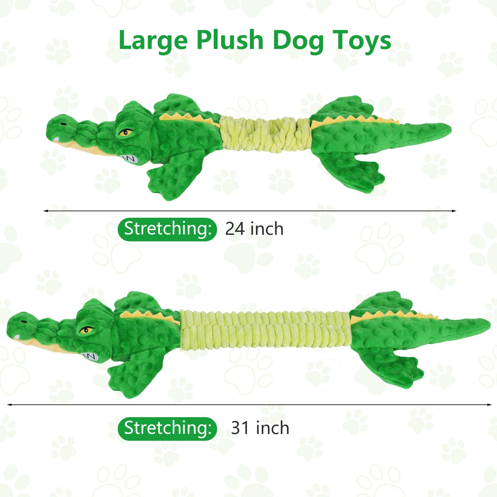 Large Squeaky Dog Toys, Interactive Puppy Toys with Crinkle Paper, Pull Tug of War Dog Toy, Plush Dog Chew Toys for Small, Mediu