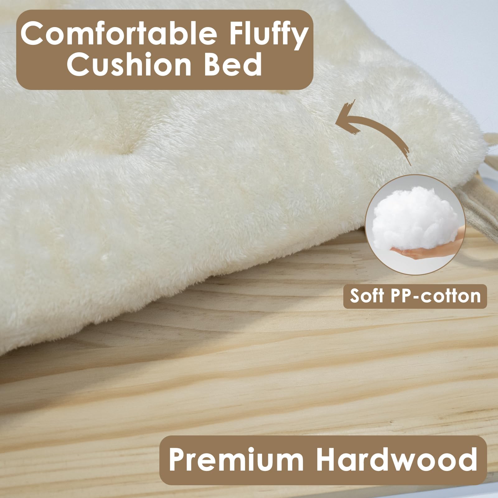 Devopet Cat Window Perch, Cat Hammock With Cushion Bed, Solid Wood Seat & Strong Suction Cups, Safety Window Bed For Indoor Cats