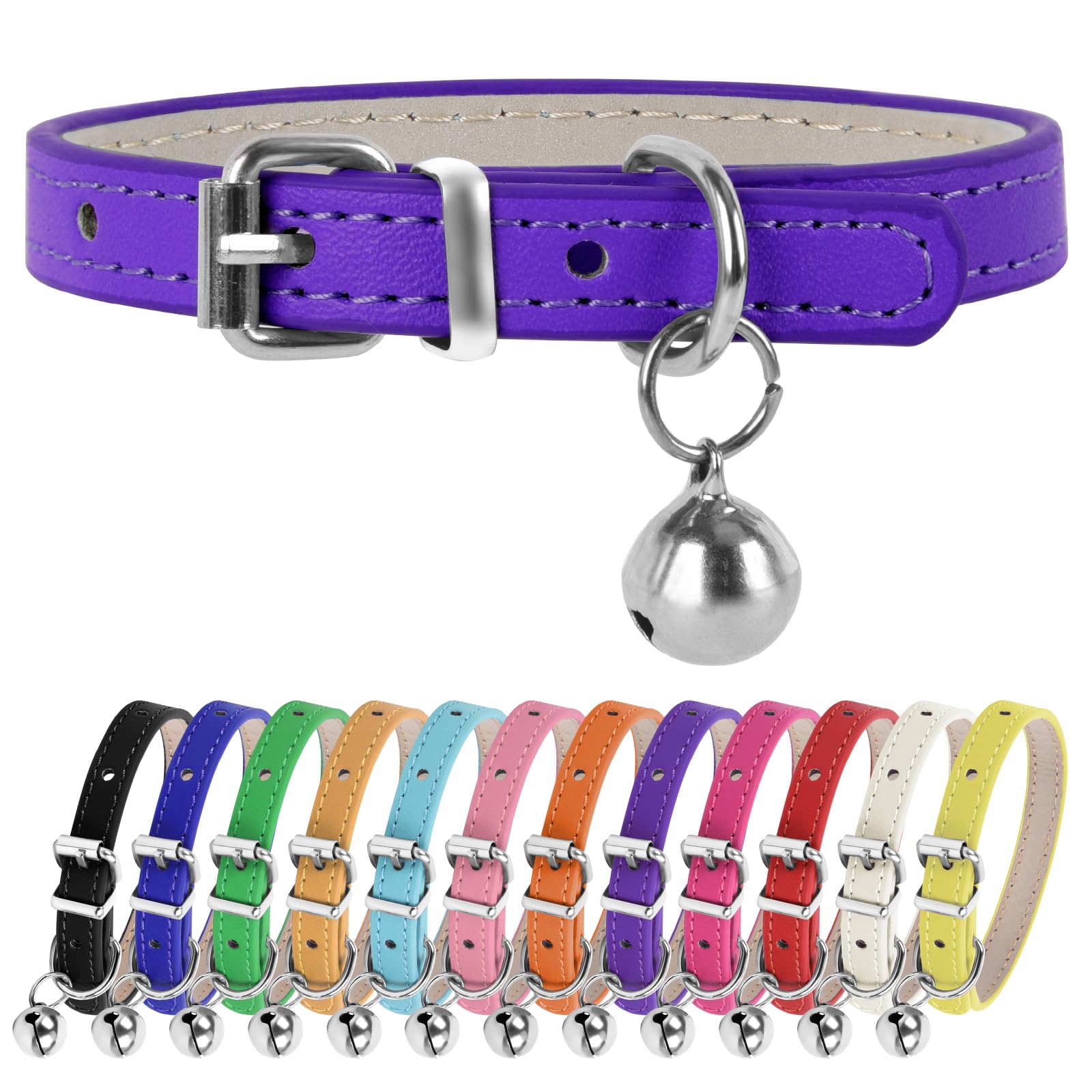 Chengfu Xxs Teacup Dog Collar, Purple, 3/8 Inch Width