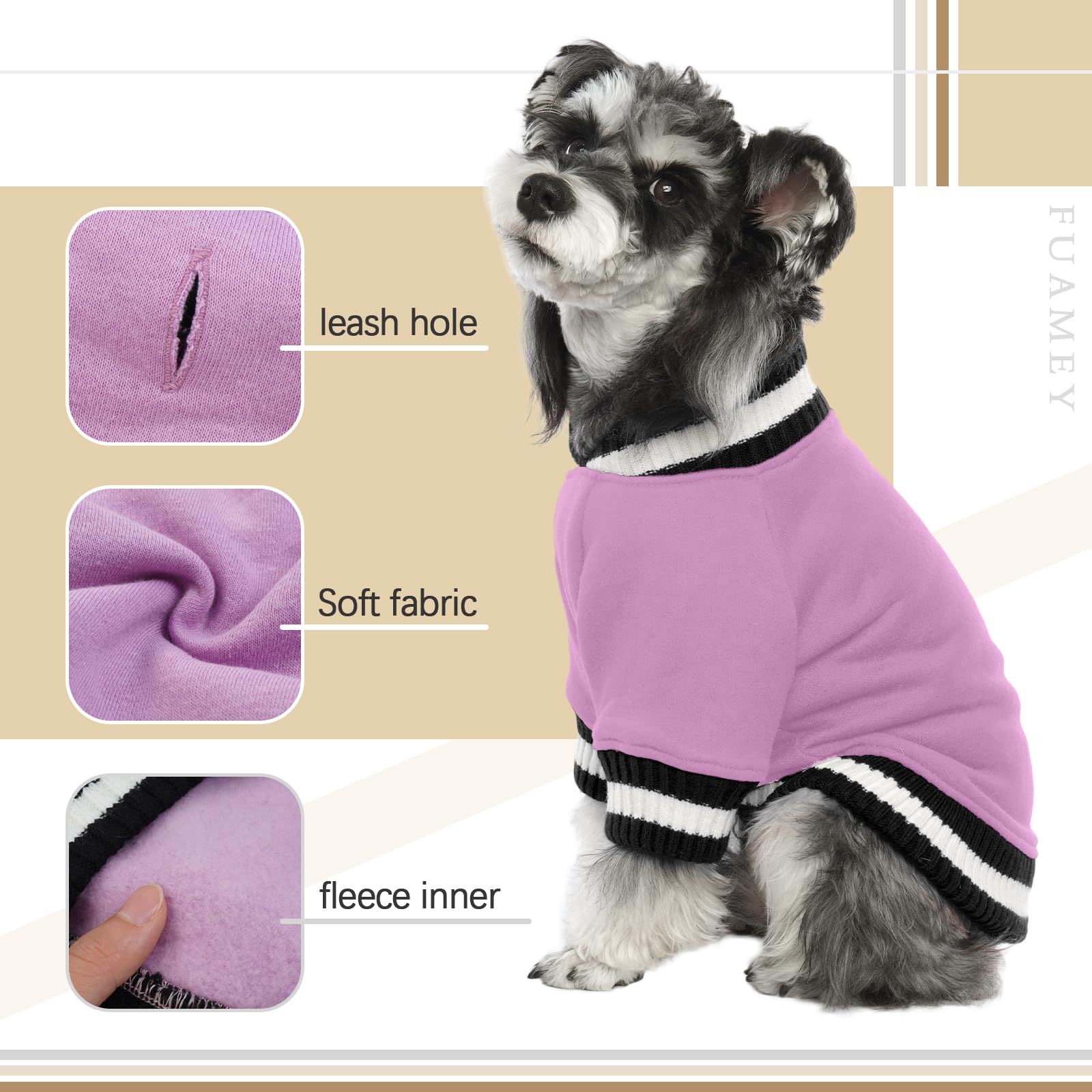 Fuamey Dog Pullover Sweatshirt,Dog Winter Sweaters Warm Clothes Vest Thick Puppy Soft Pet Fleece Sweater Cute Doggie Boy Girl Ou