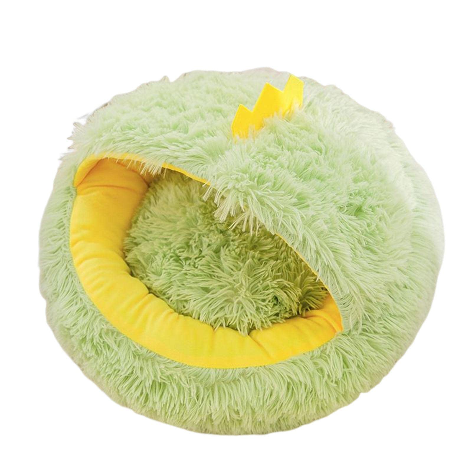 CALANDIS Cat Bed Plush Bed for Pets Soft with Removable Washable Cushion Comfortable Green 35Cm