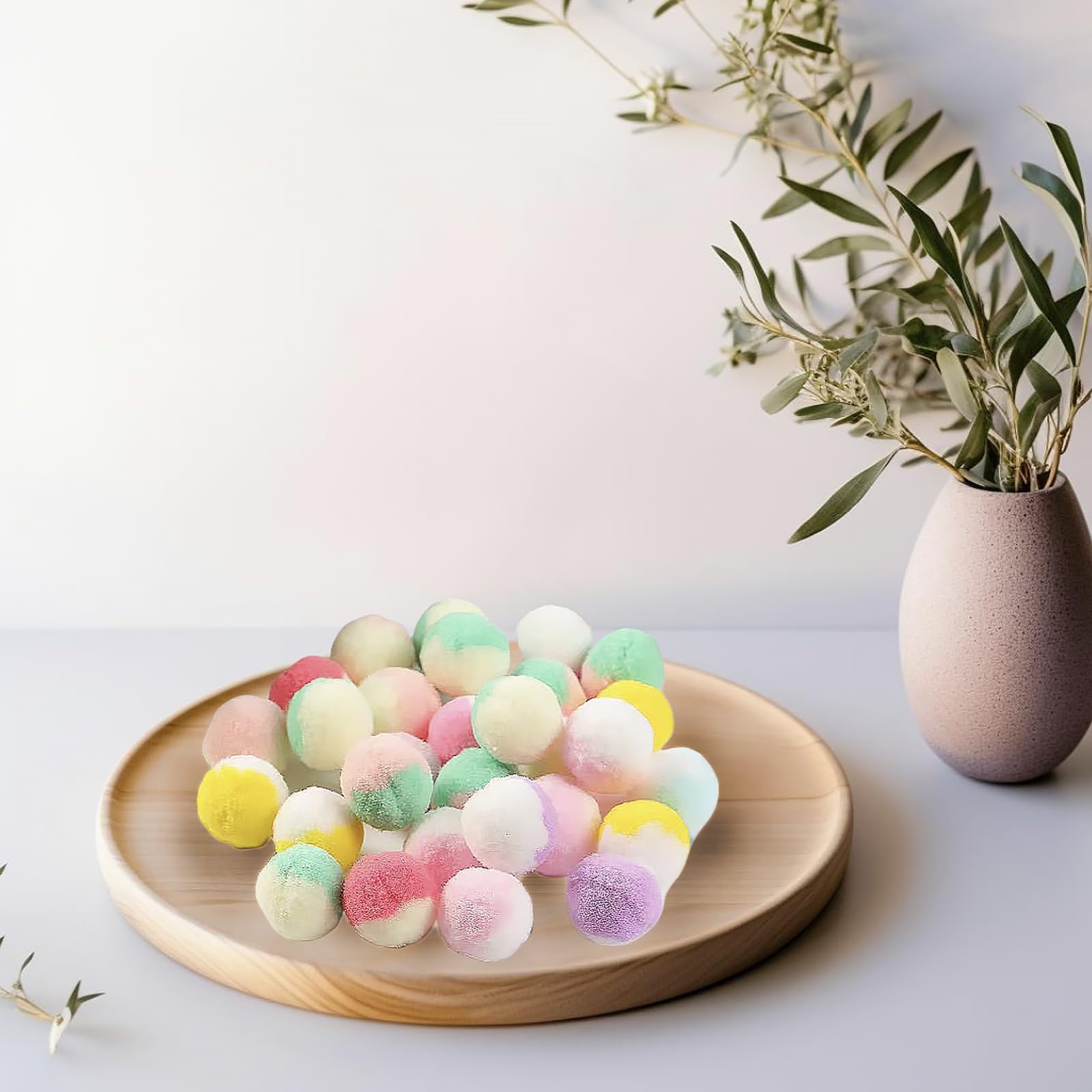 Thxutm 50Pcs 1.2 Inch Cat Toy Balls - Soft Pom Pom Balls Bulk Plush Interactive Kitten Toys For Indoor Cats, Craft Diy Assorted